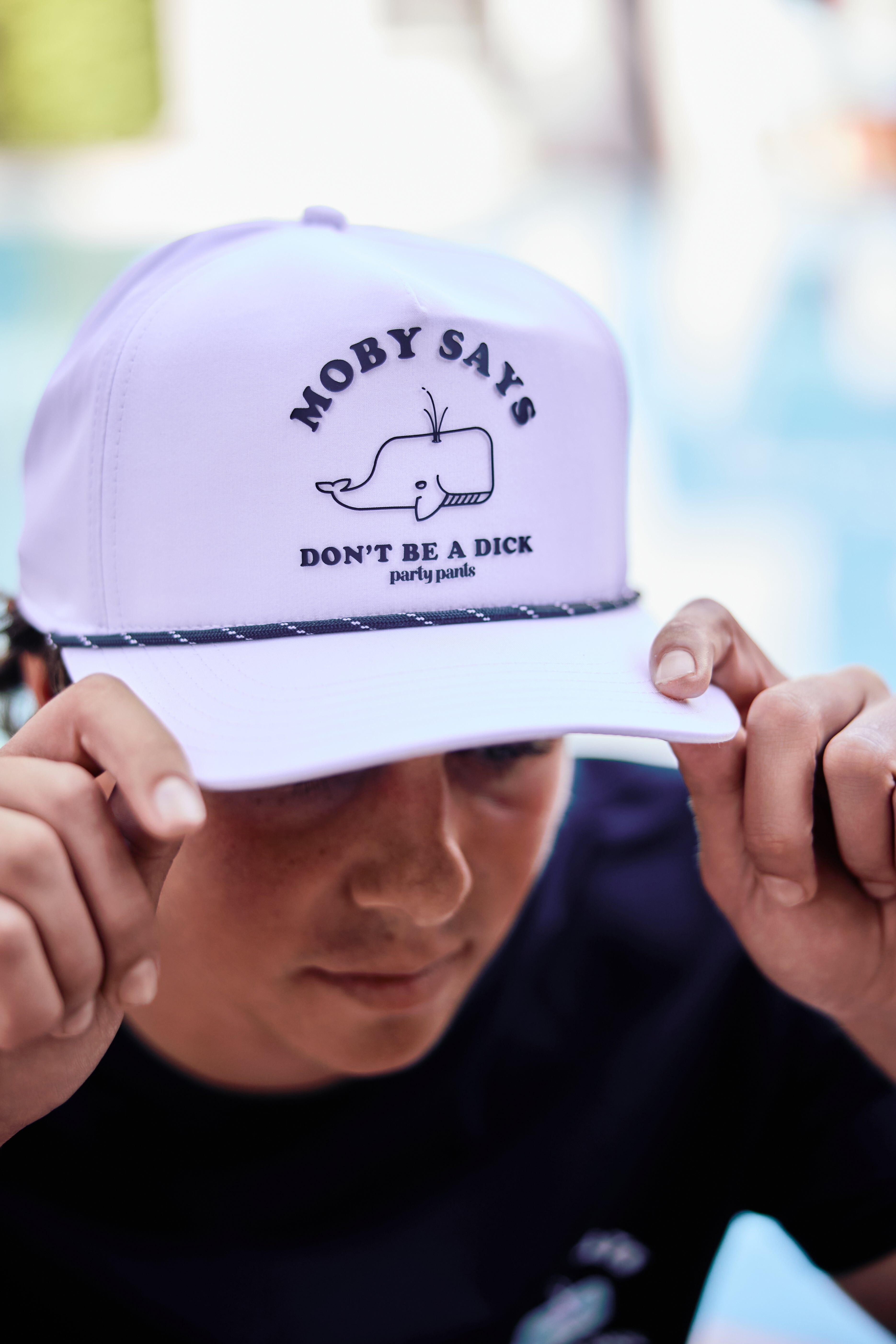 Moby Says White Hat HATS PARTY PANTS