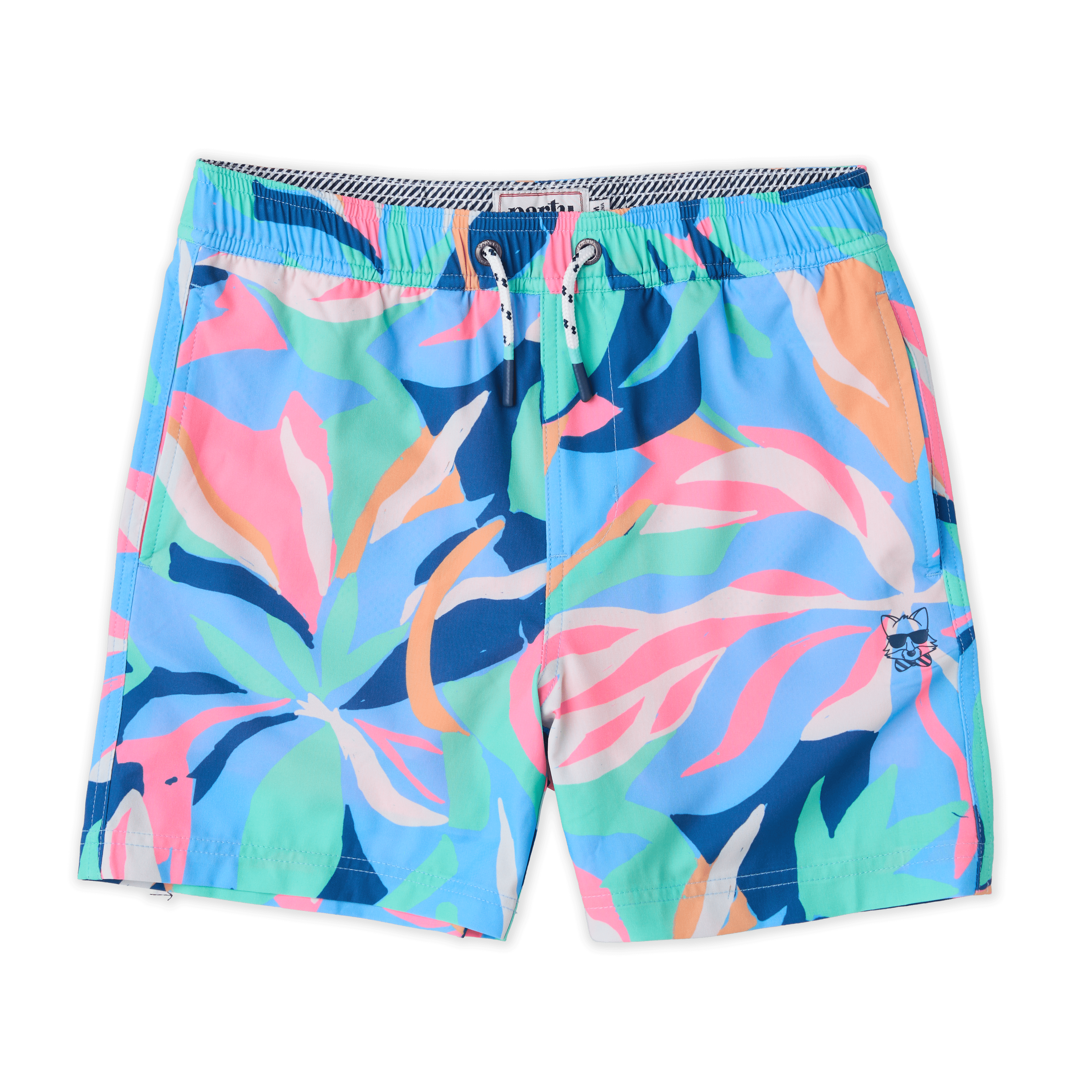W-T-Floral Light Blue Boys Swim BOYS PARTY SHORT PARTY PANTS