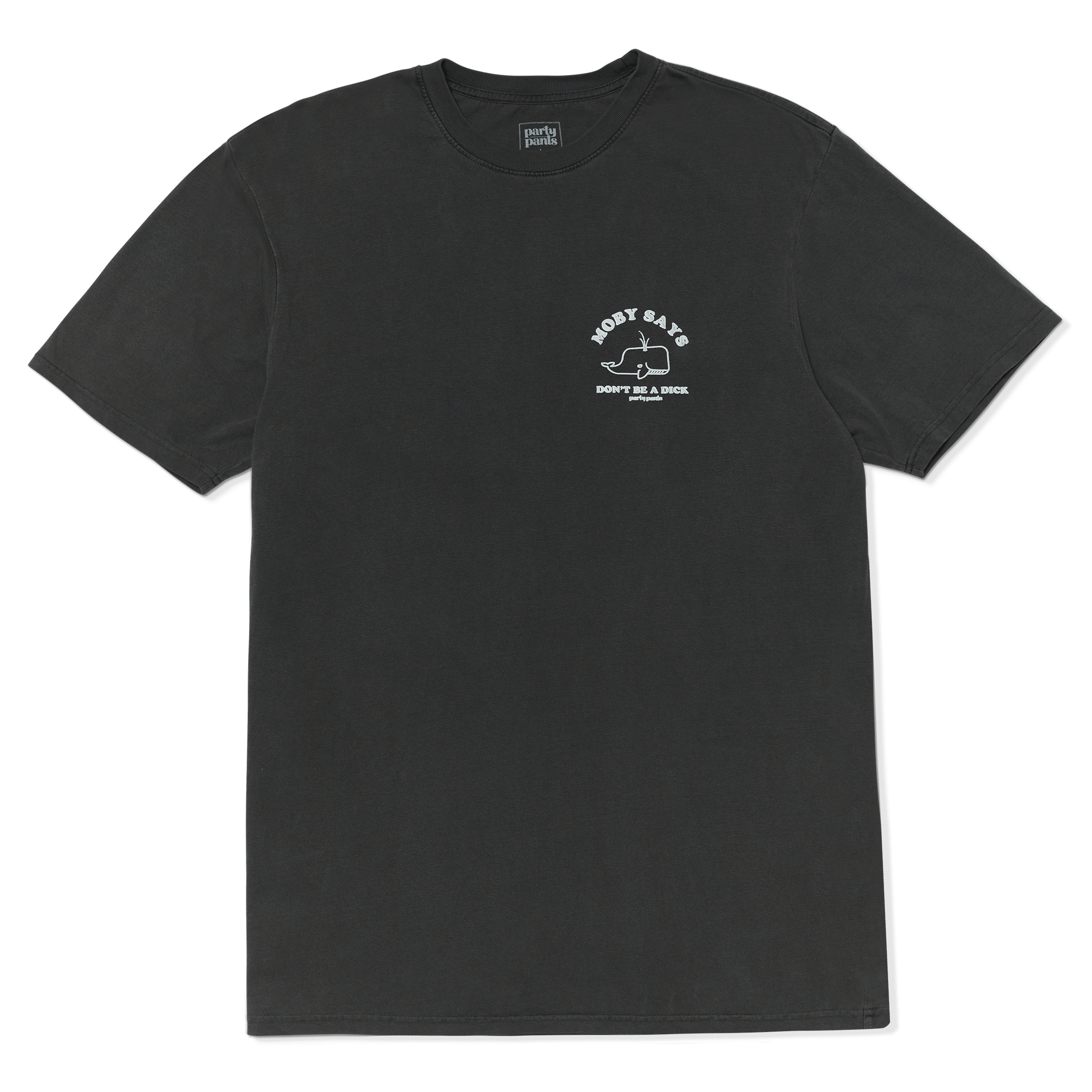 MOBY SAYS 2.0 T-SHIRT - WASHED BLACK TEE PARTY PANTS