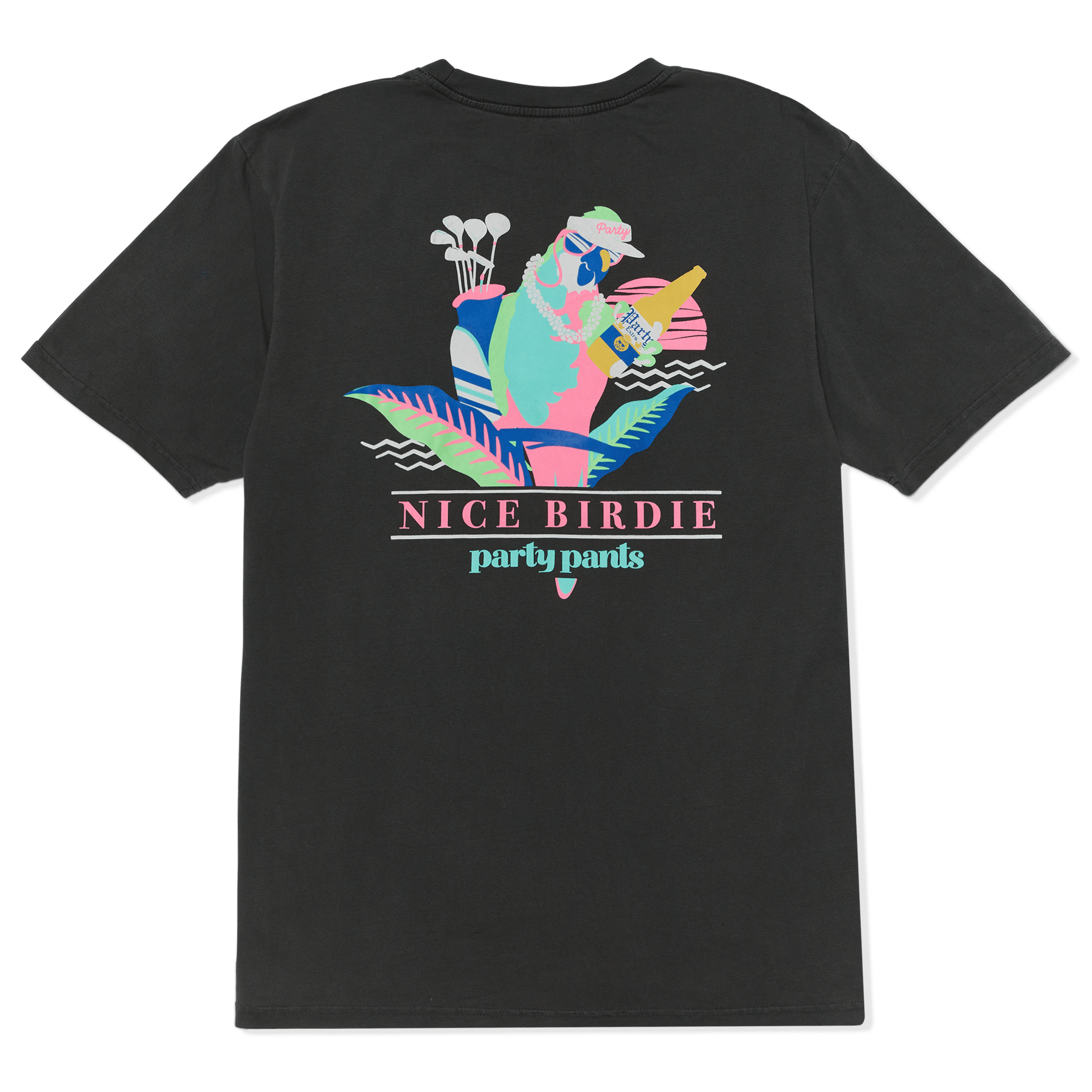 NICE BIRDIE T-SHIRT - WASHED BLACK TEE PARTY PANTS