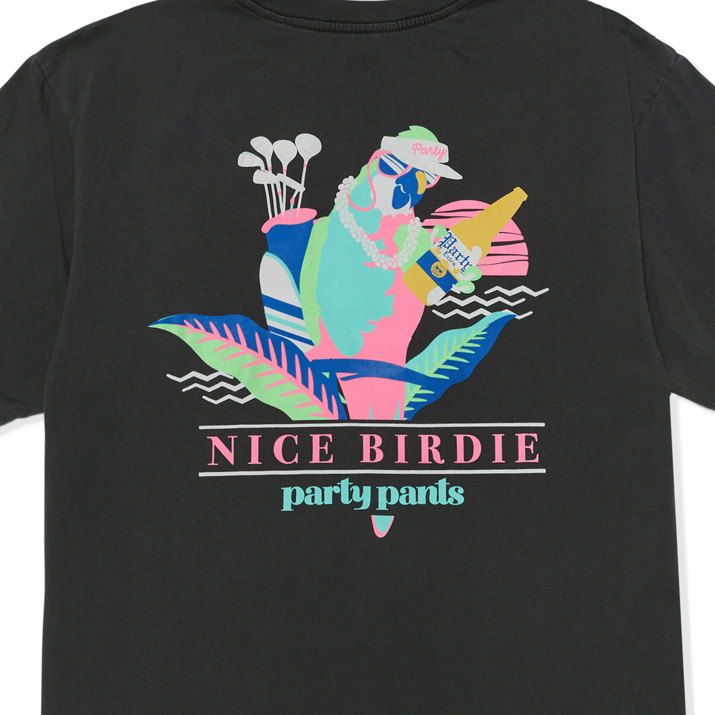 NICE BIRDIE T-SHIRT - WASHED BLACK TEE PARTY PANTS