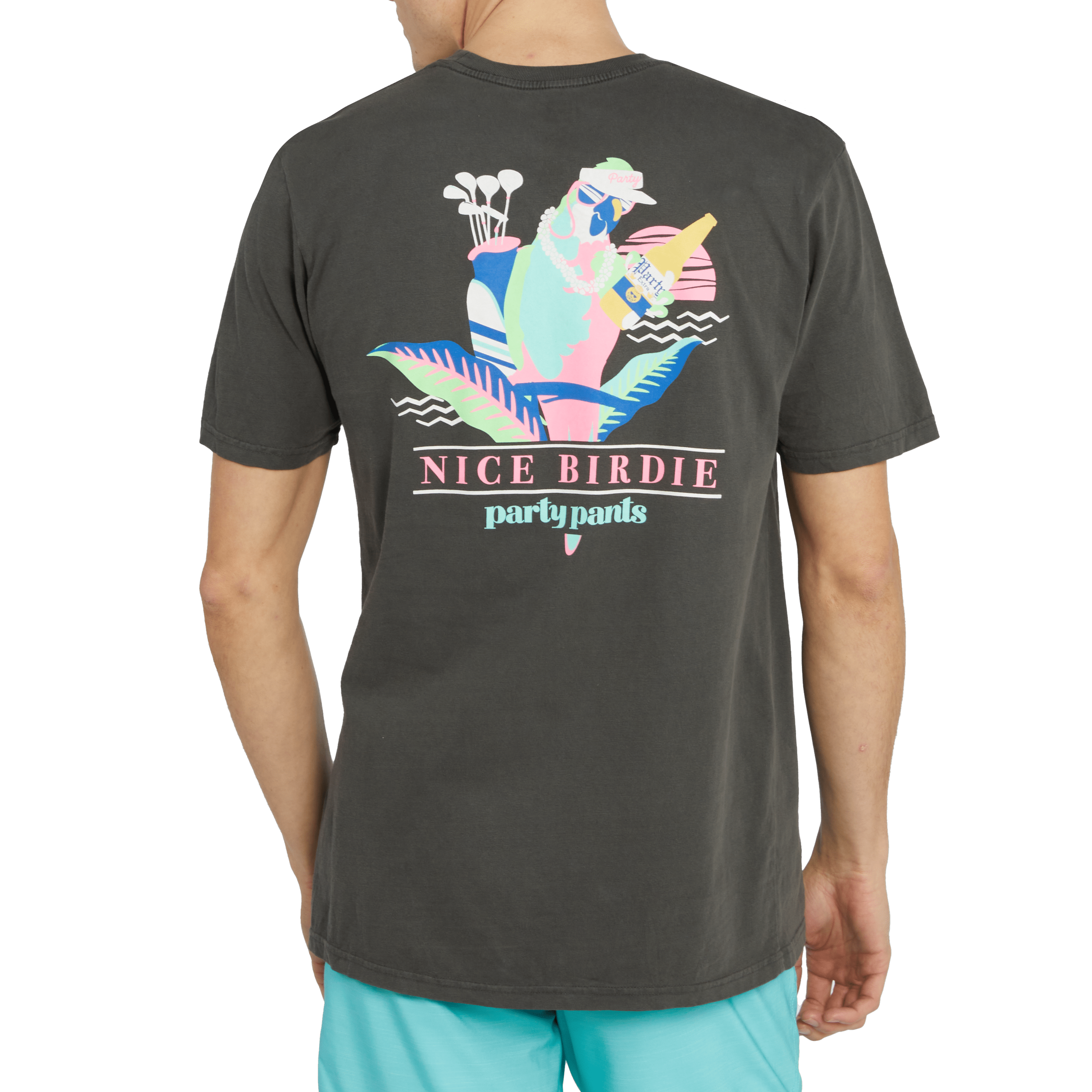 NICE BIRDIE T-SHIRT - WASHED BLACK TEE PARTY PANTS