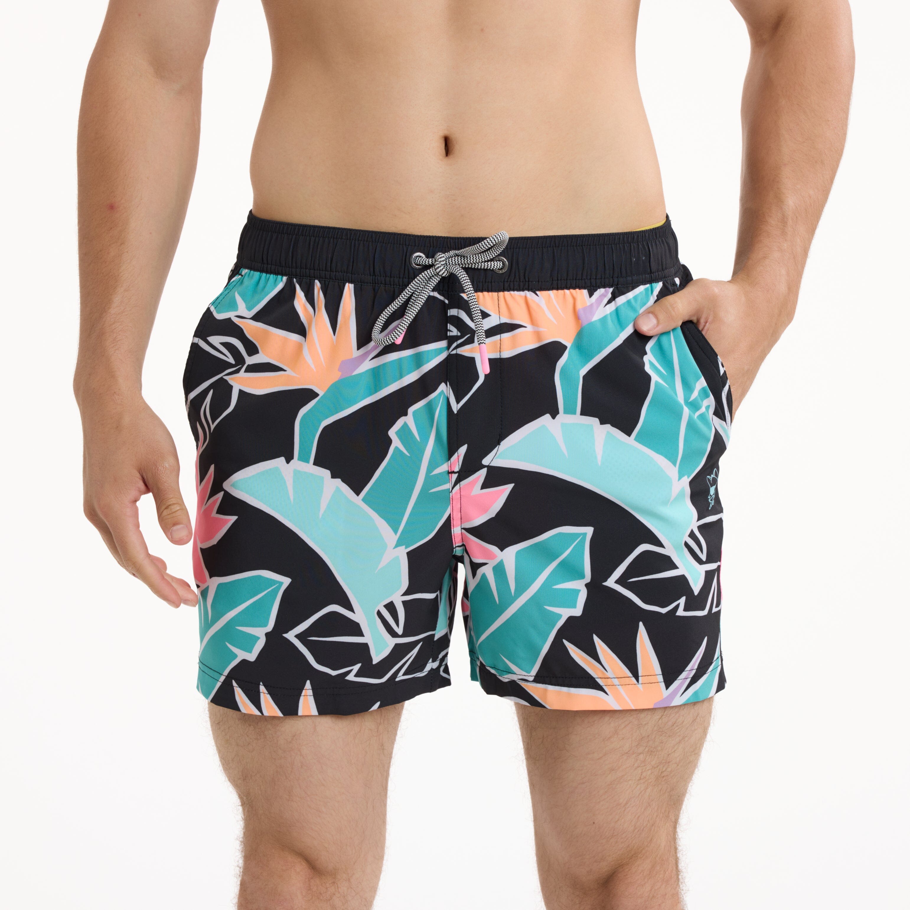 Sweet Leaf in Black - Men's 5" Happy Hour Swim Trunks PARTY PANTS PARTY PANTS