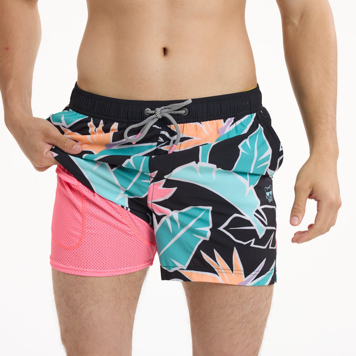 Sweet Leaf in Black - Men's 5" Happy Hour Swim Trunks PARTY PANTS PARTY PANTS