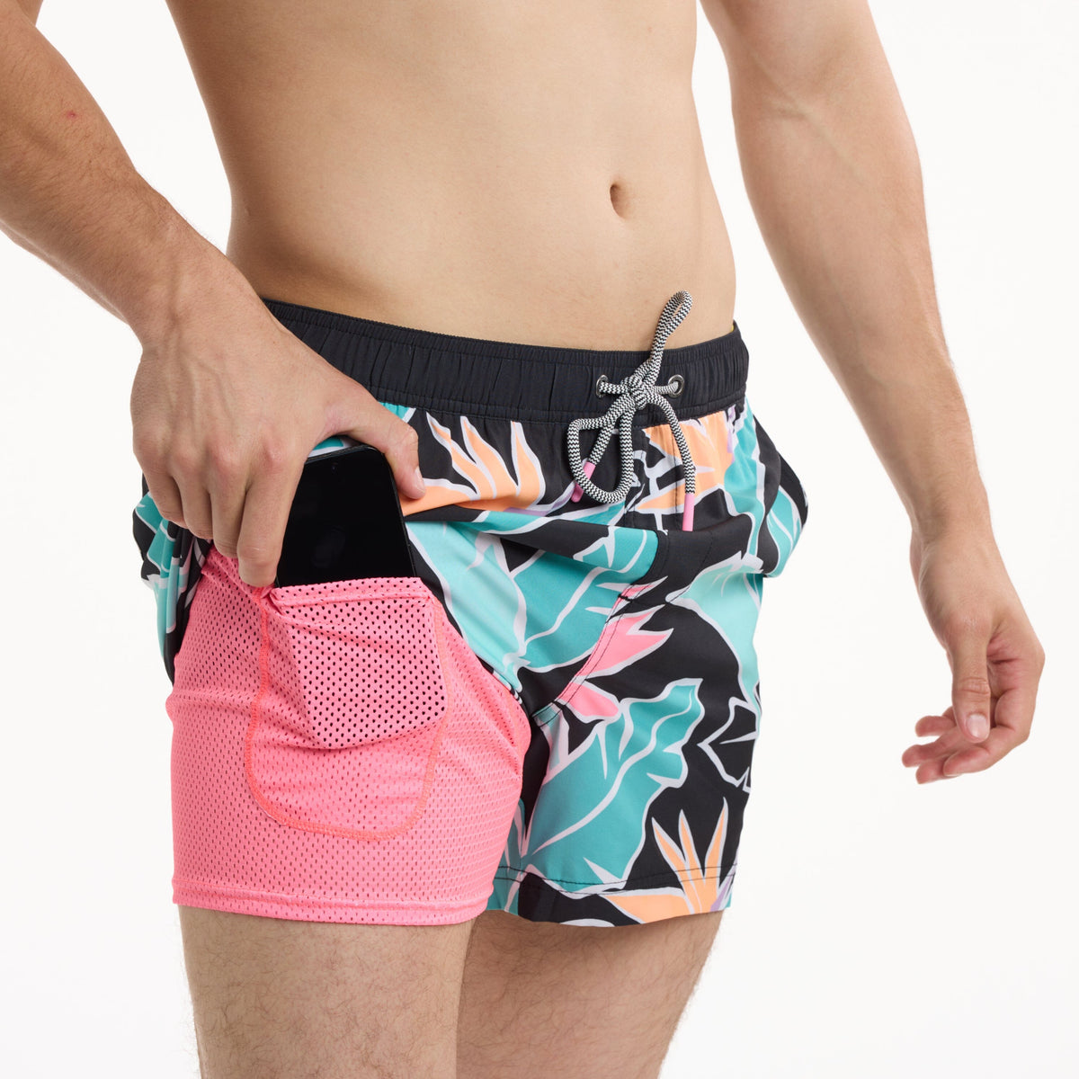 Sweet Leaf in Black - Men's 5" Happy Hour Swim Trunks PARTY PANTS PARTY PANTS
