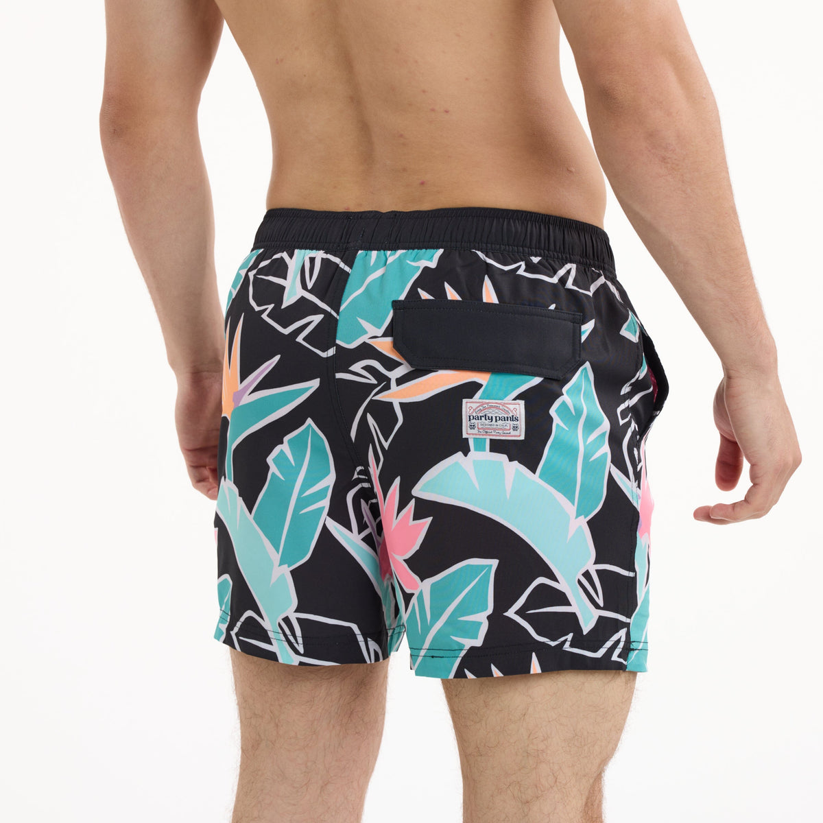 Sweet Leaf in Black - Men's 5" Happy Hour Swim Trunks PARTY PANTS PARTY PANTS