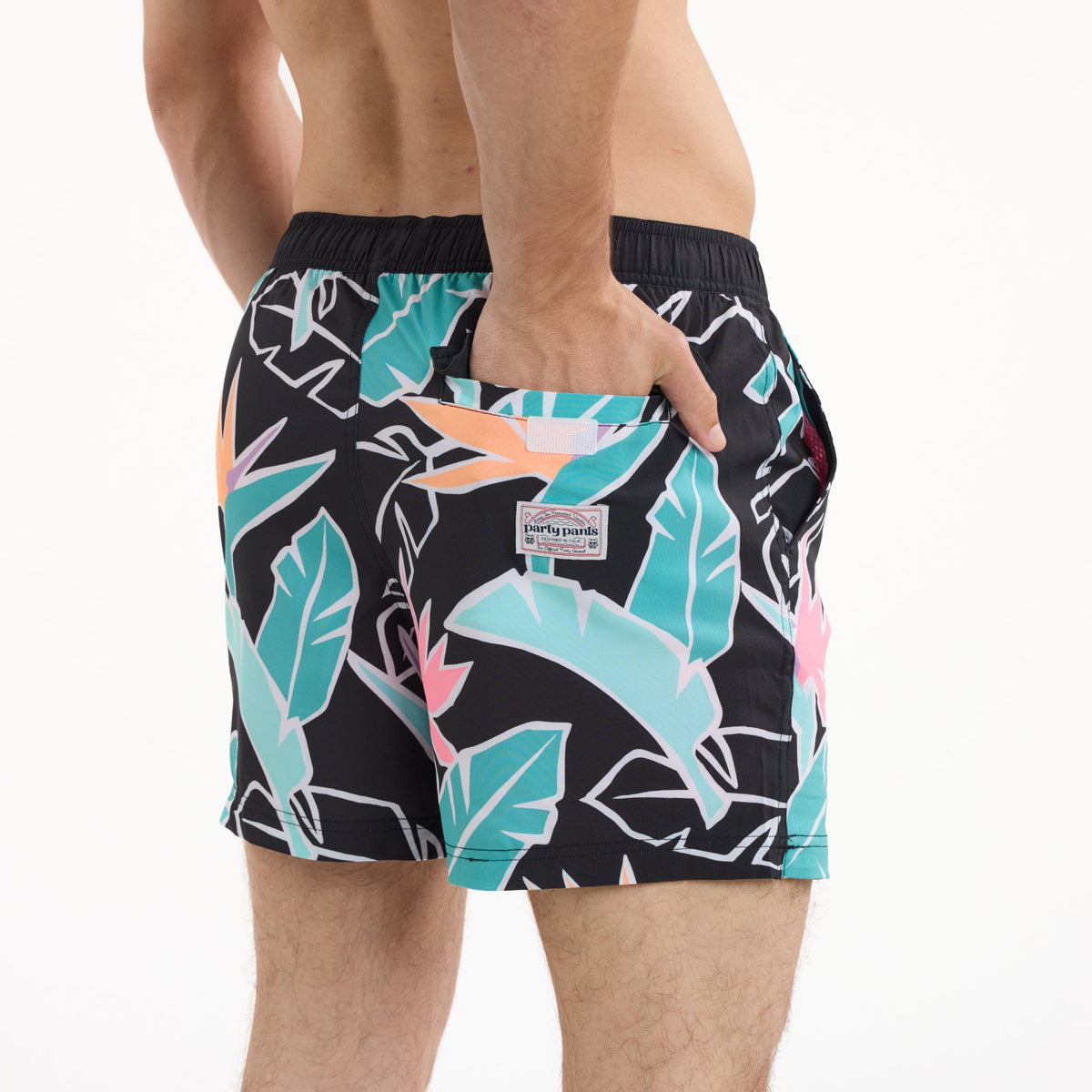 Sweet Leaf in Black - Men's 5" Happy Hour Swim Trunks PARTY PANTS PARTY PANTS