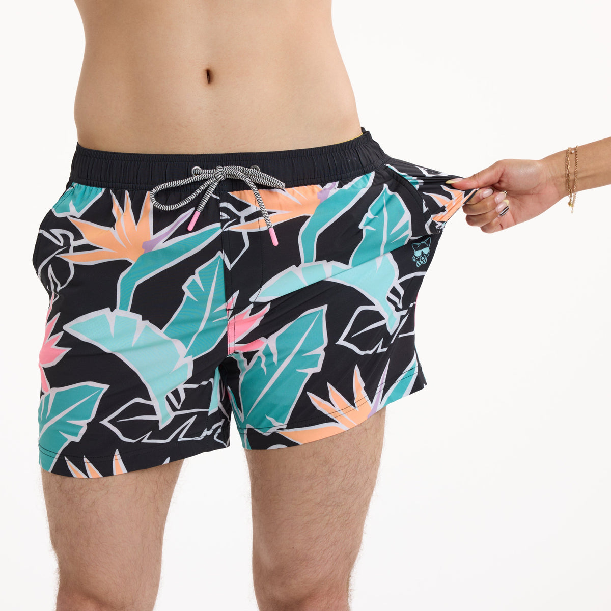 Sweet Leaf in Black - Men's 5" Happy Hour Swim Trunks PARTY PANTS PARTY PANTS