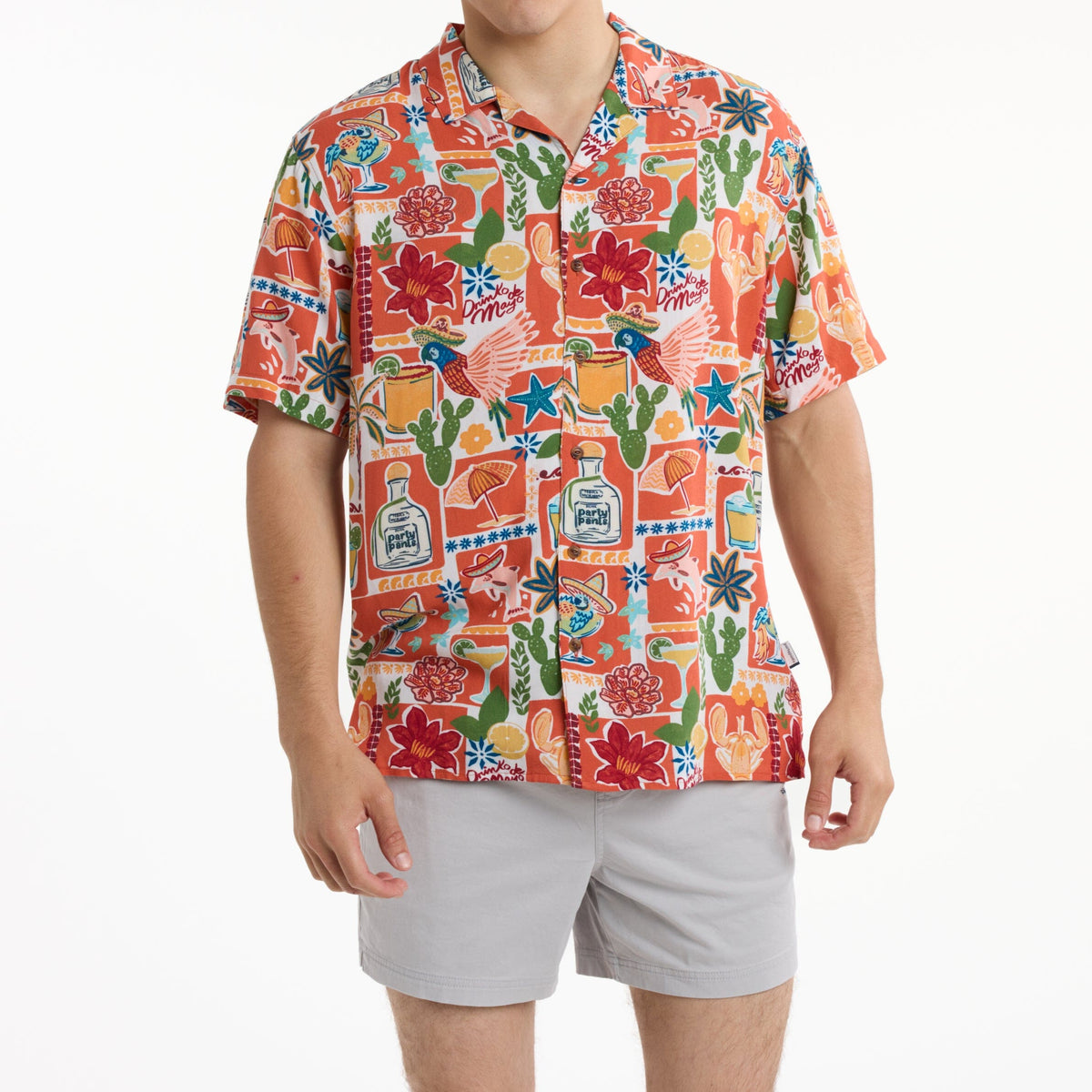 Men's Woven Shirt - Drinko De Mayo Red | Happy Hour Happy Hour Shirt PARTY PANTS