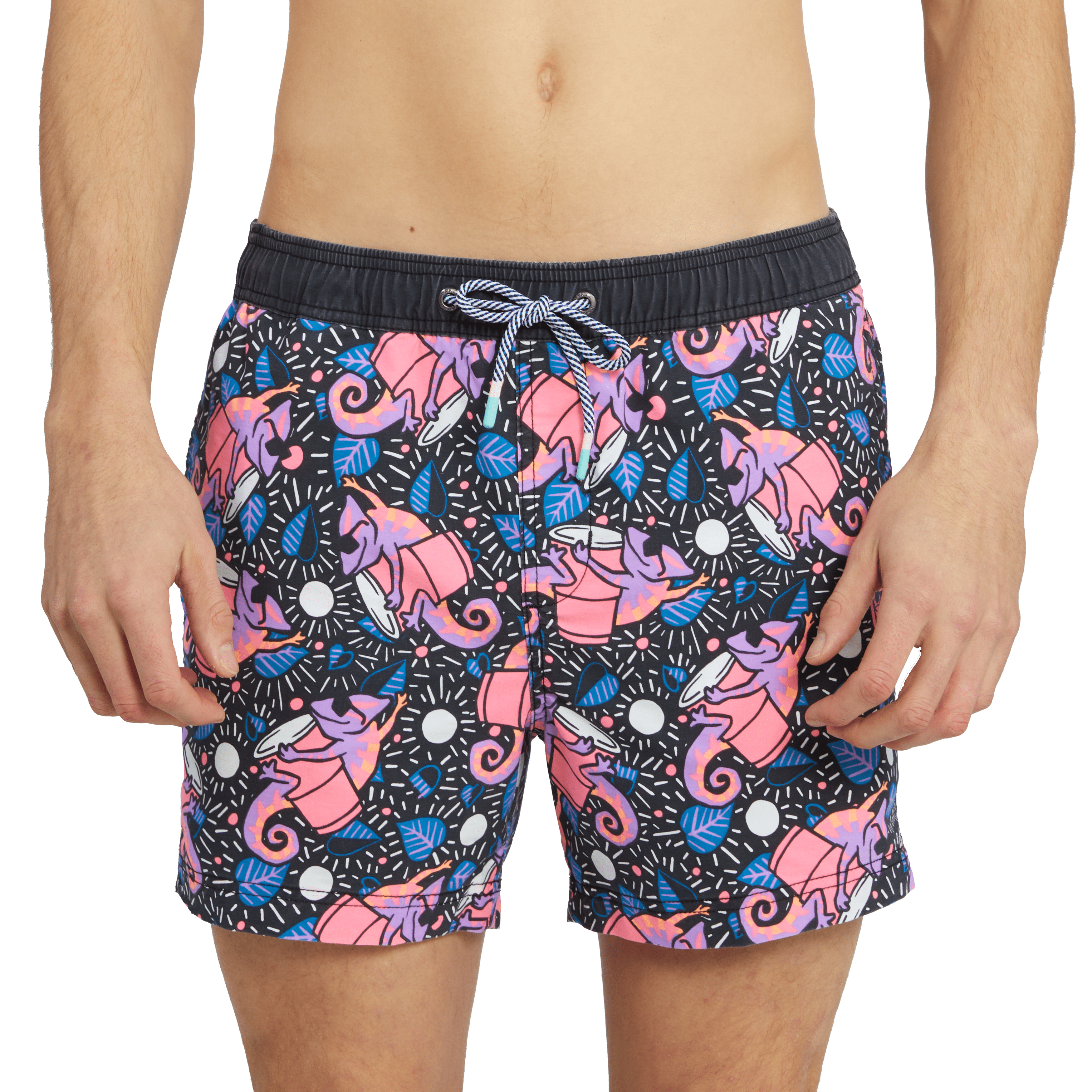 KARMA CHAMELEON PARTY STARTER SHORT - BLACK PRINTED SHORTS PARTY PANTS