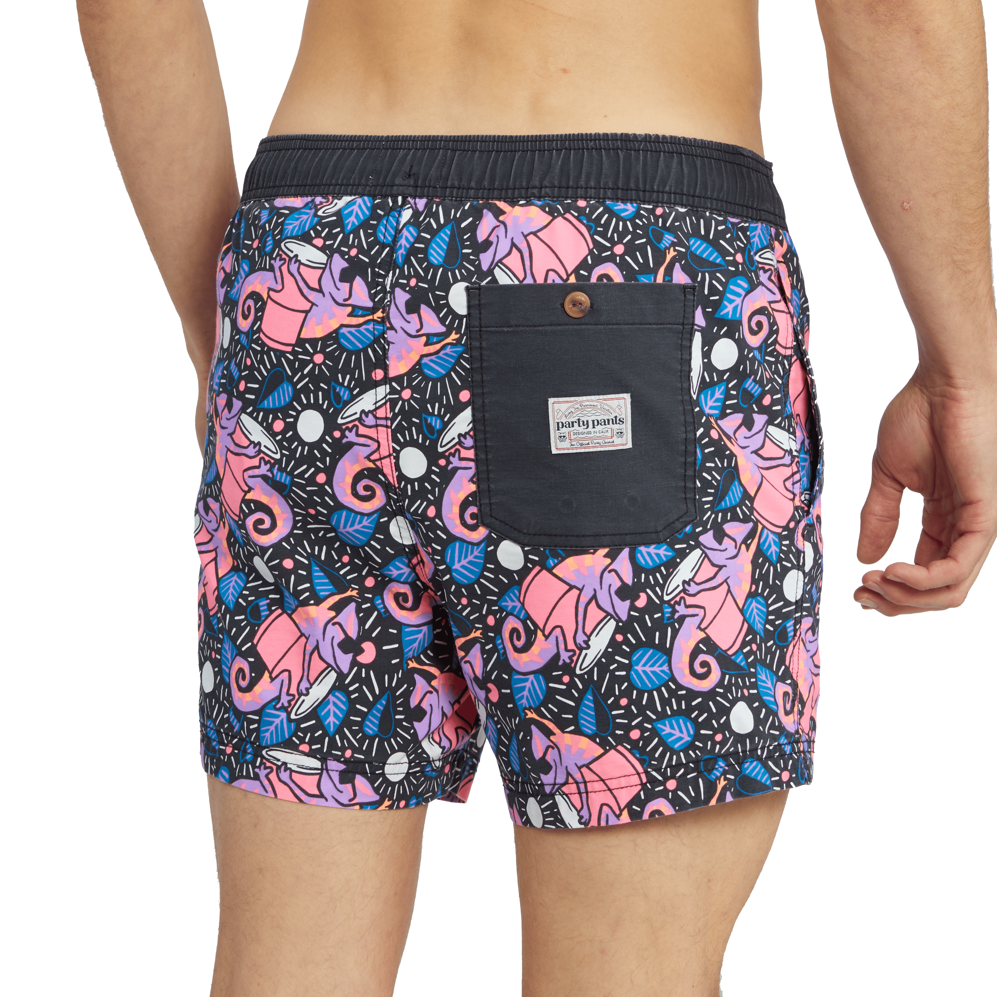 KARMA CHAMELEON PARTY STARTER SHORT - BLACK PRINTED SHORTS PARTY PANTS