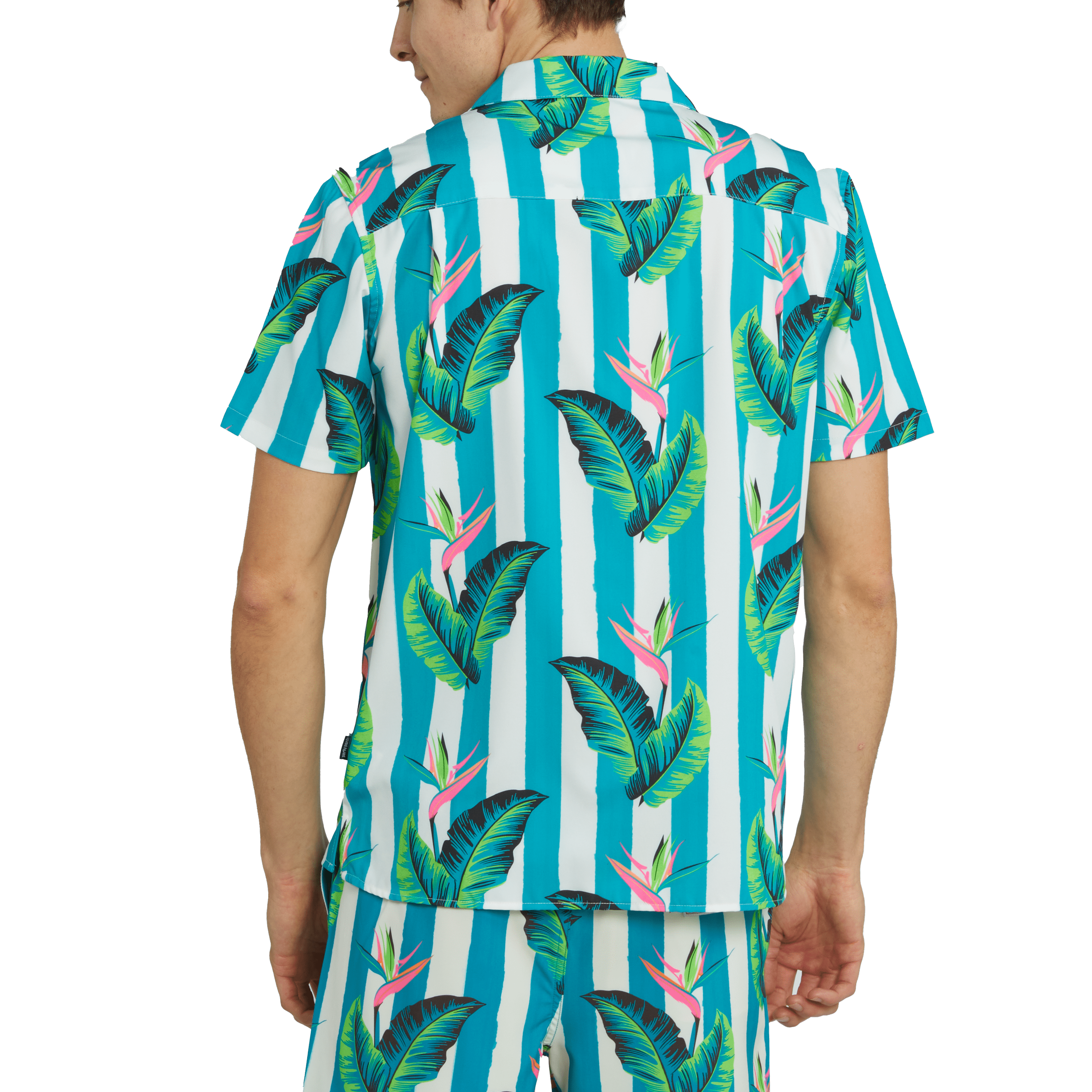 GULF STRIPES PERFORMANCE CABANA SHIRT - TURQUOISE PERFORMANCE WOVEN PARTY PANTS 