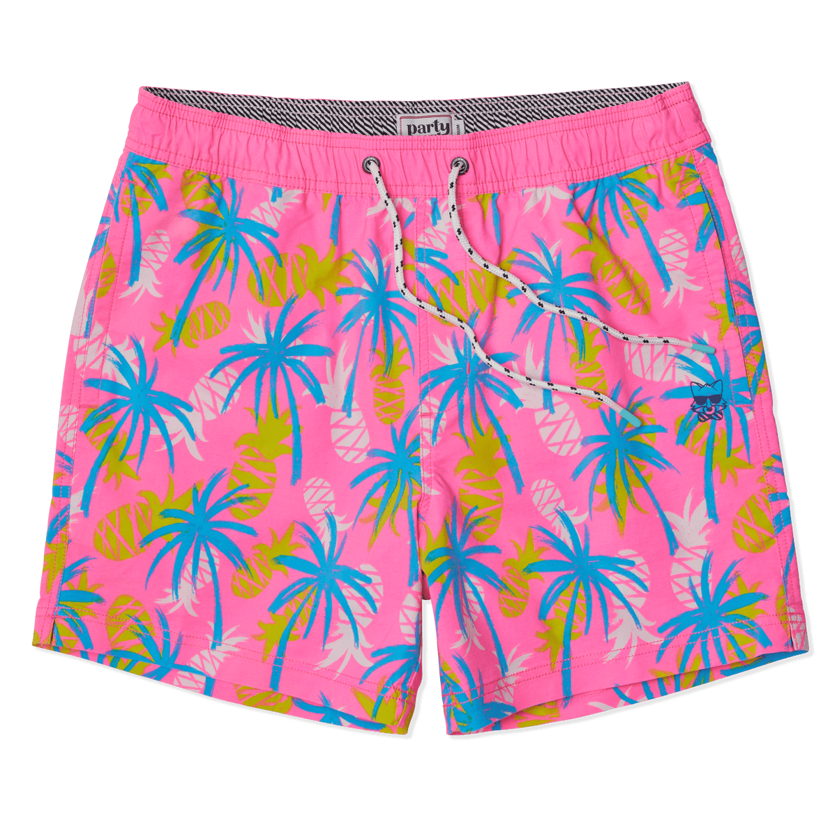 Pink - Men's Party Shorts -Pineapple Pattern Stretch Shorts, 5.5