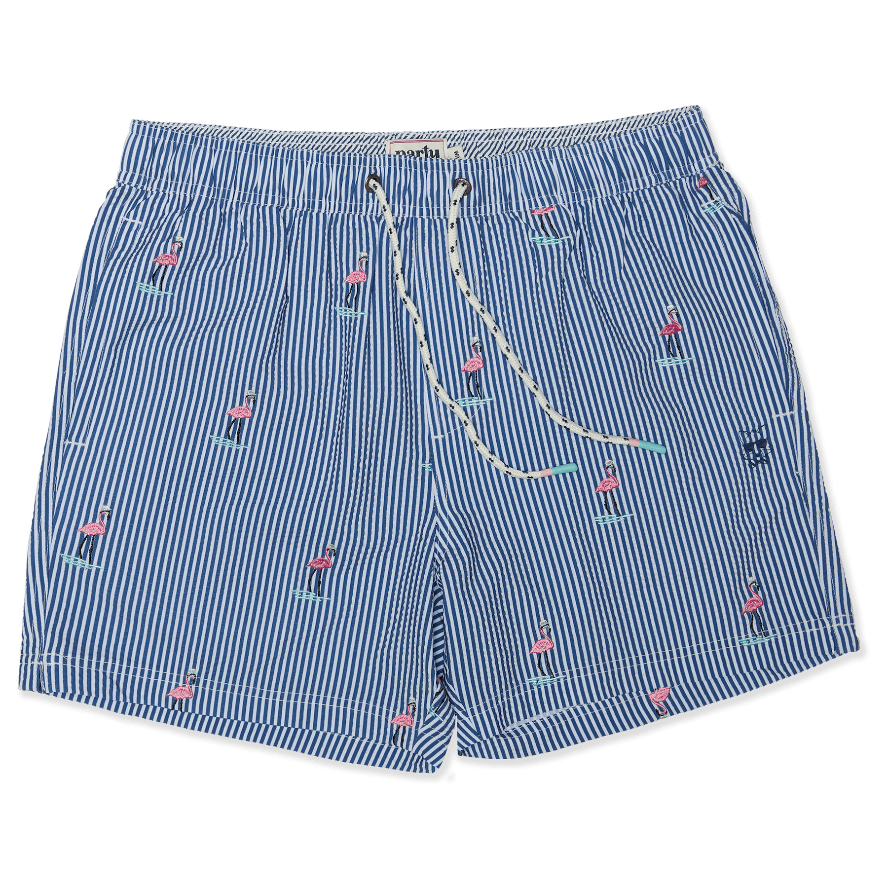 5" Striped Embroidered Mingo Indigo Party Starter Shorts PARTY STARTER SHORT PARTY PANTS