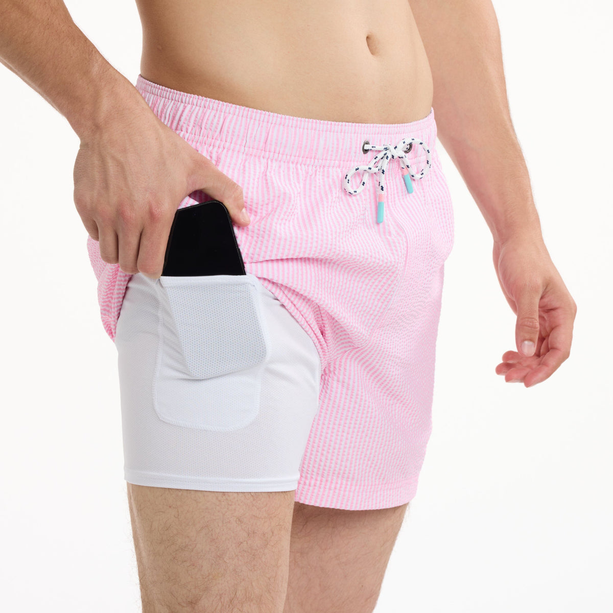 Seersucker in Pink - Men's Lined 5" Party Starter Shorts PARTY STARTER SHORT PARTY PANTS