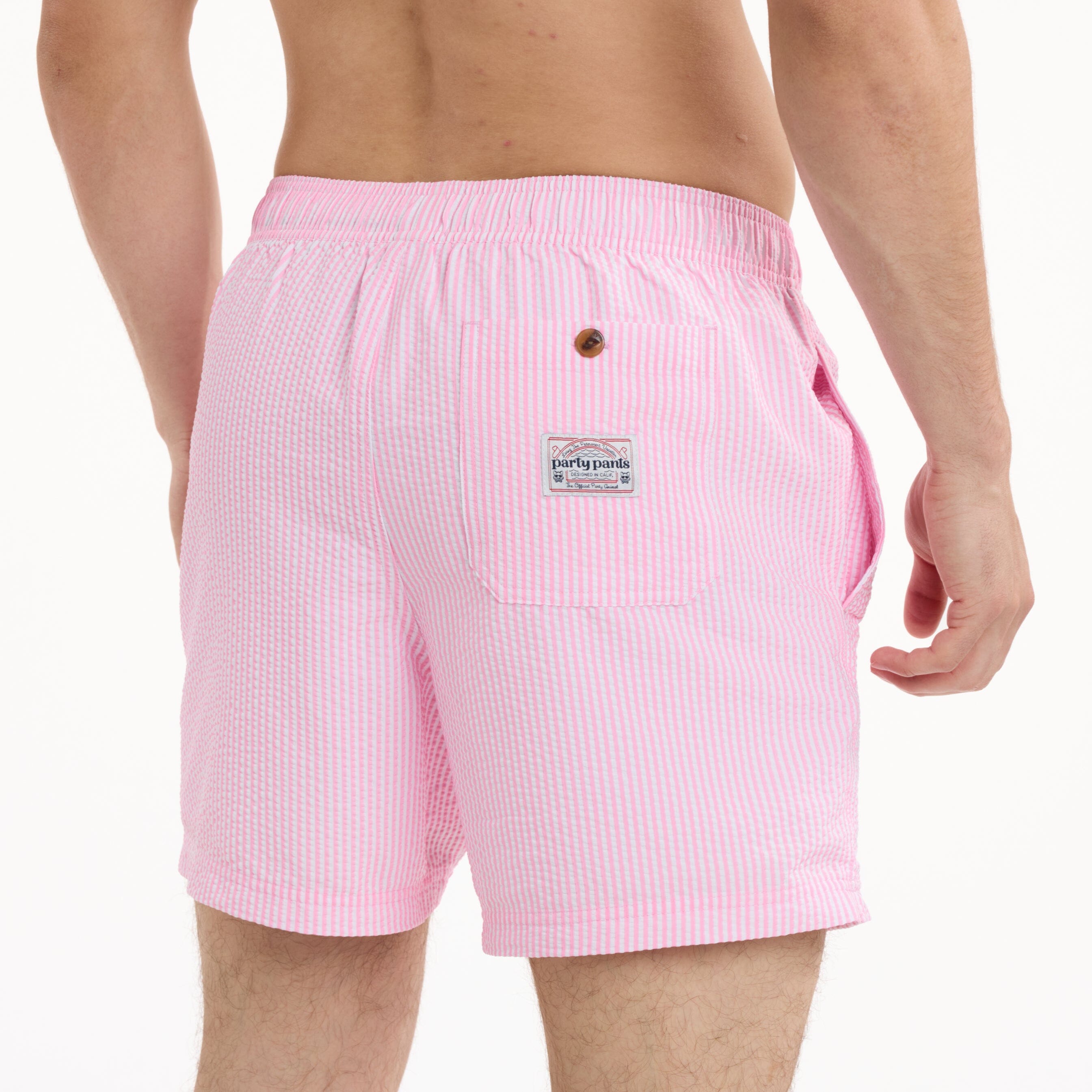 Seersucker in Pink - Men's Lined 5" Party Starter Shorts PARTY STARTER SHORT PARTY PANTS