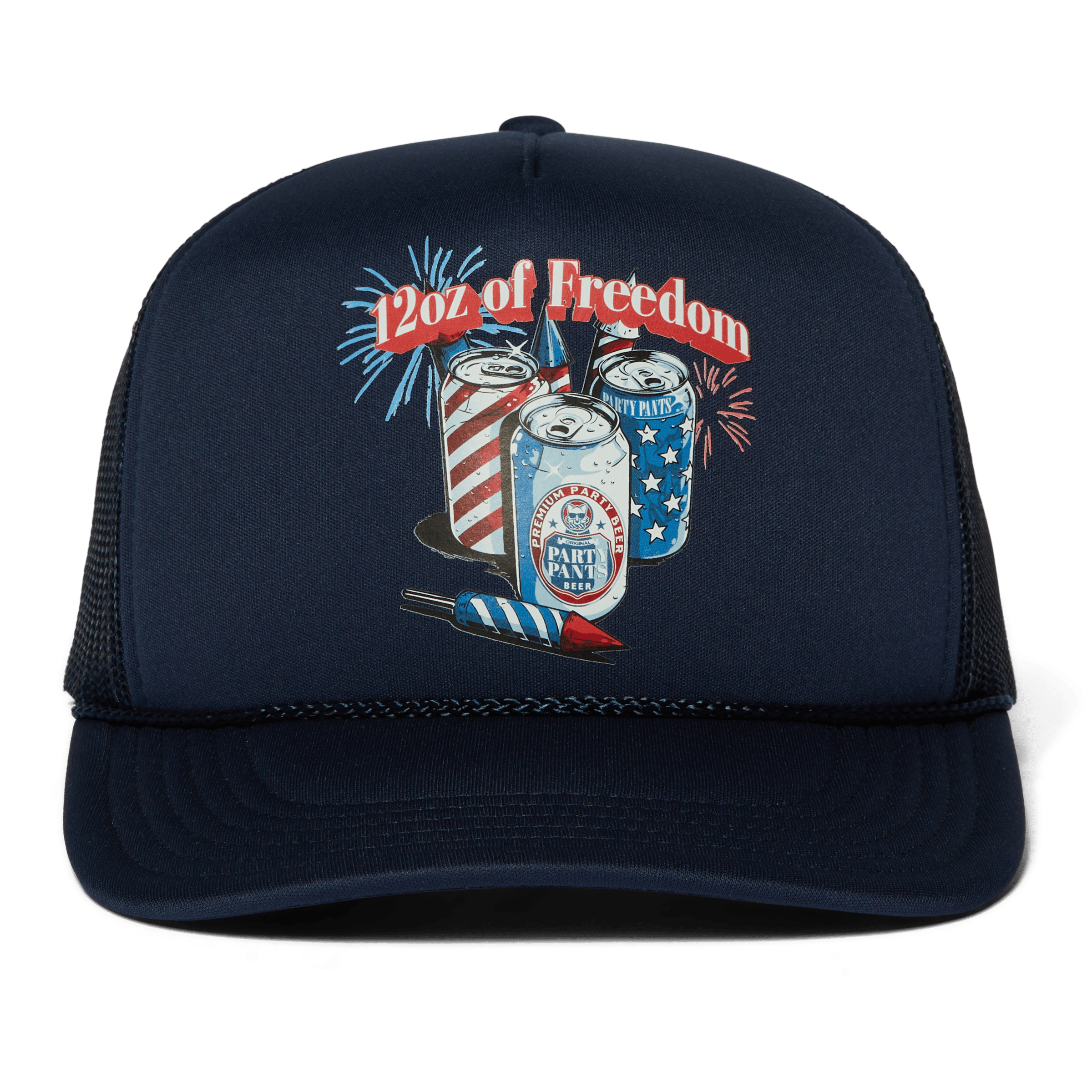 Men's Trucker Hat - 12oz of Freedom Navy Blue Hats PARTY PANTS