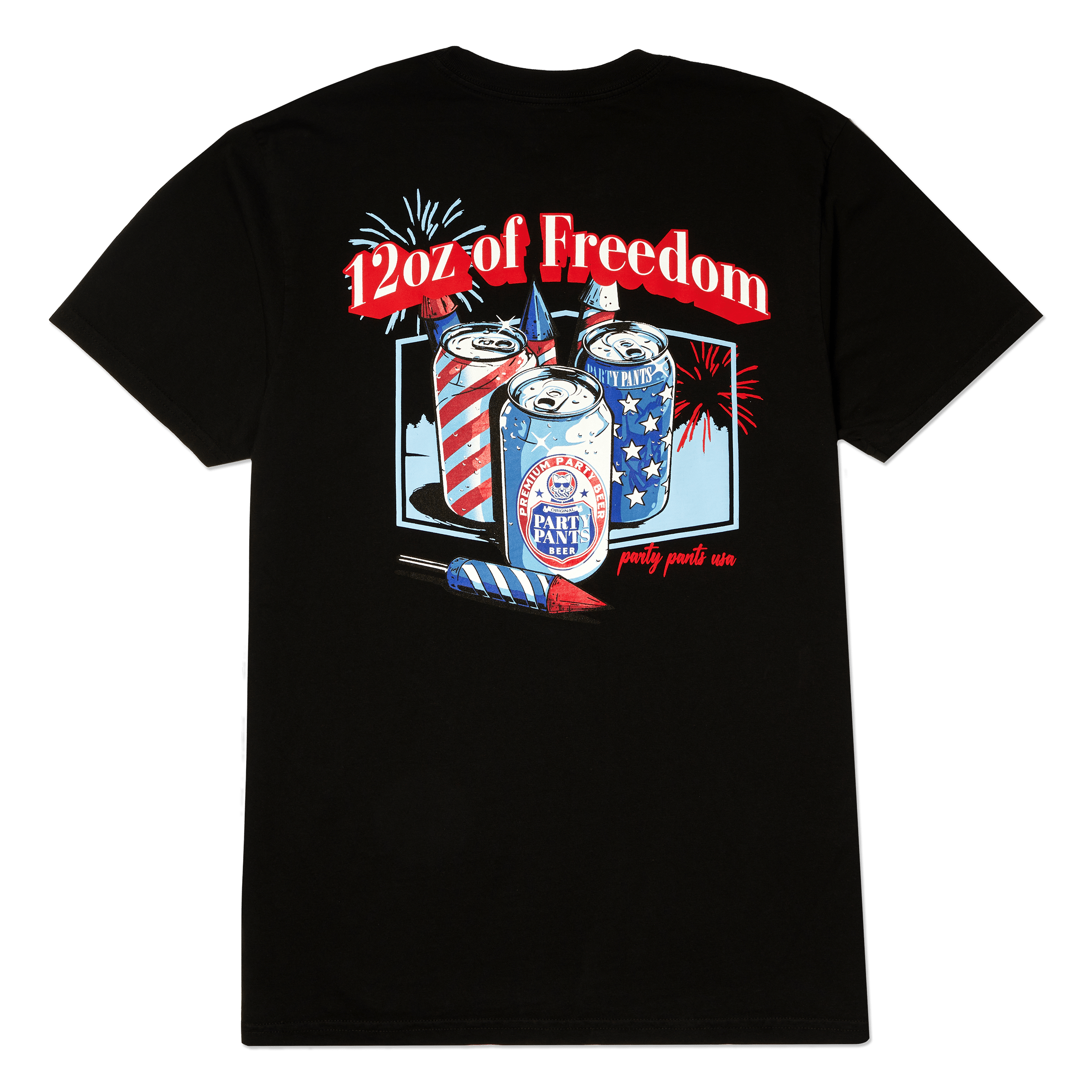 Men's Short Sleeve T- Shirt - 120z of Freedom Black TEES PARTY PANTS
