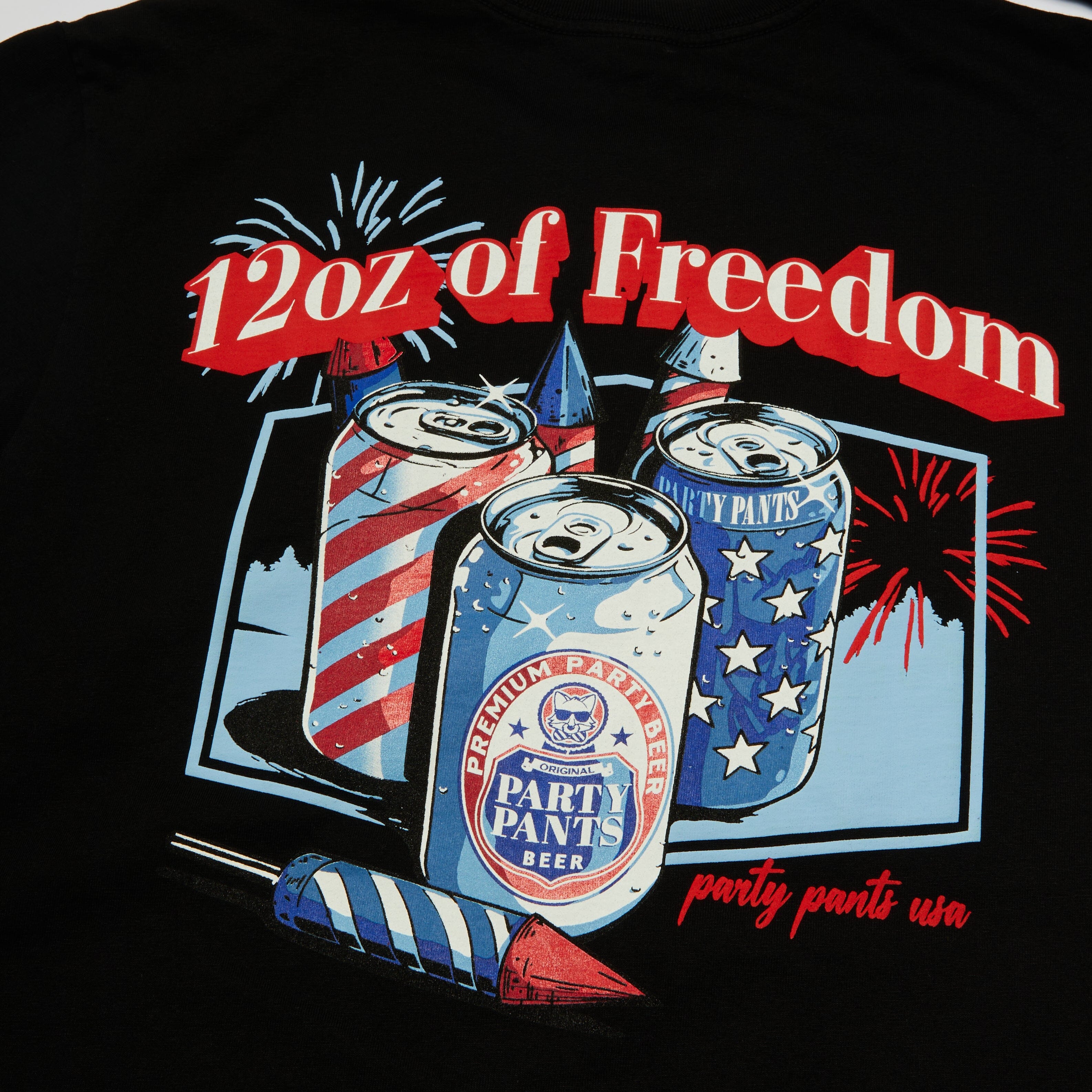 Men's Short Sleeve T- Shirt - 120z of Freedom Black TEES PARTY PANTS