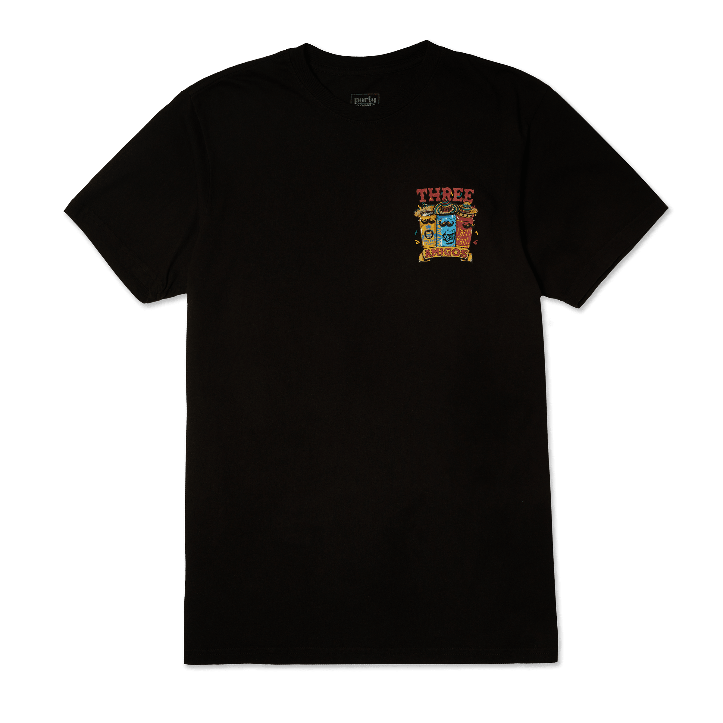 Men's Short Sleeve T- Shirt - 3 Amigos Black TEES PARTY PANTS