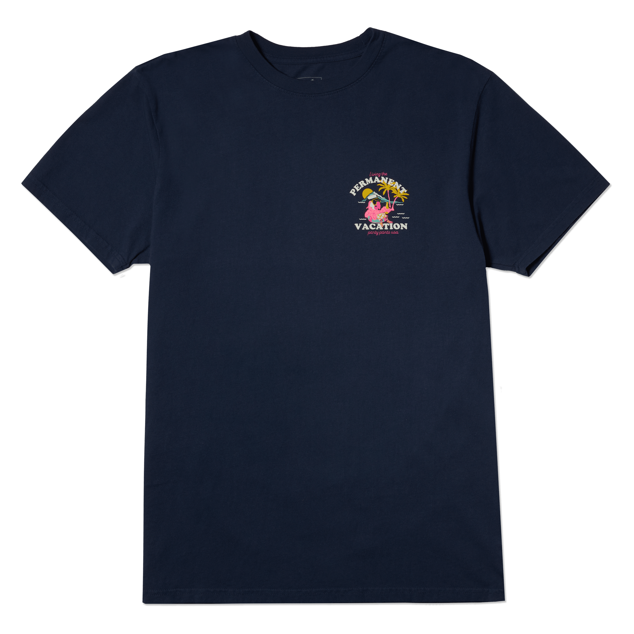 Men's Short Sleeve T- Shirt - Permanent Vacay Navy Blue TEES PARTY PANTS