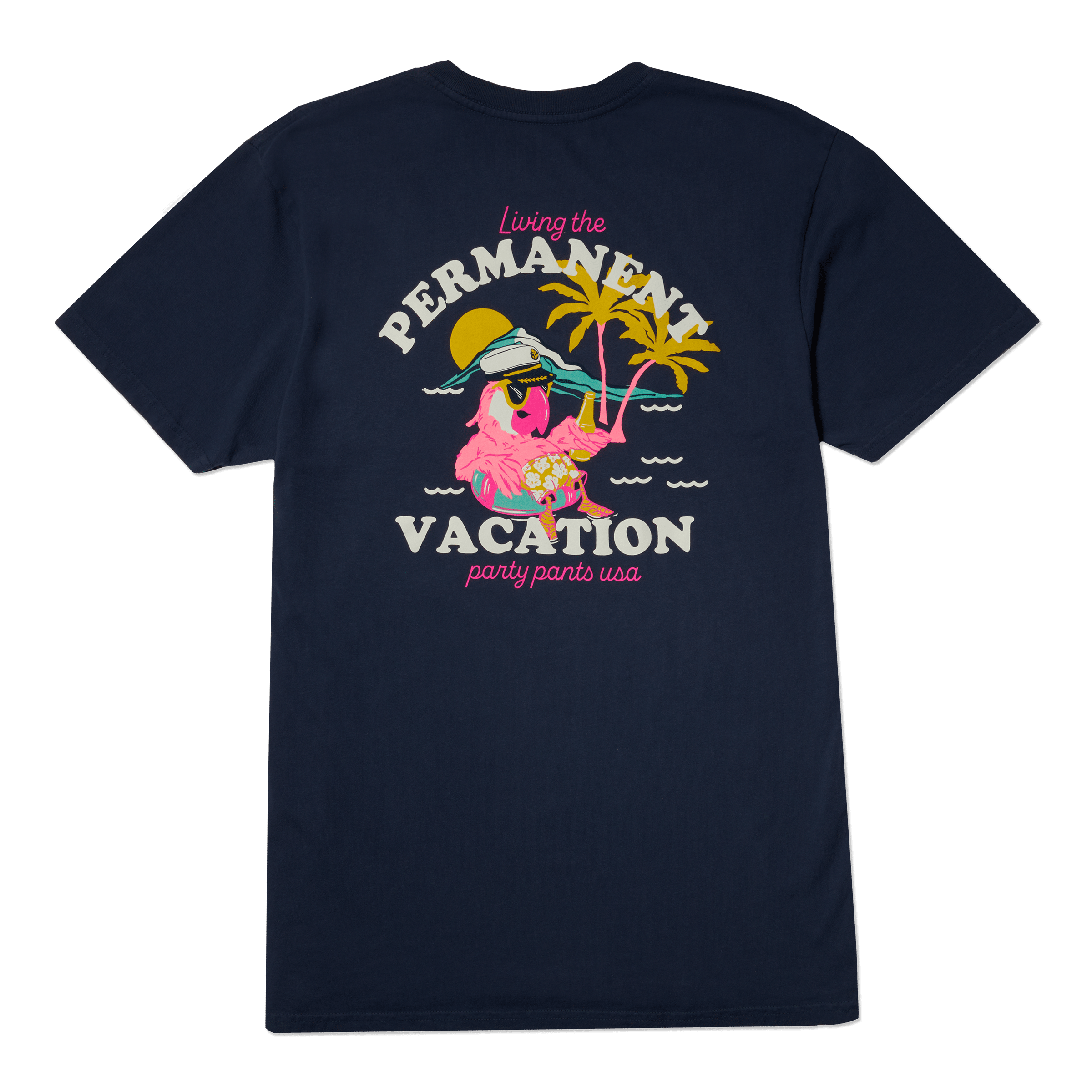 Men's Short Sleeve T- Shirt - Permanent Vacay Navy Blue TEES PARTY PANTS