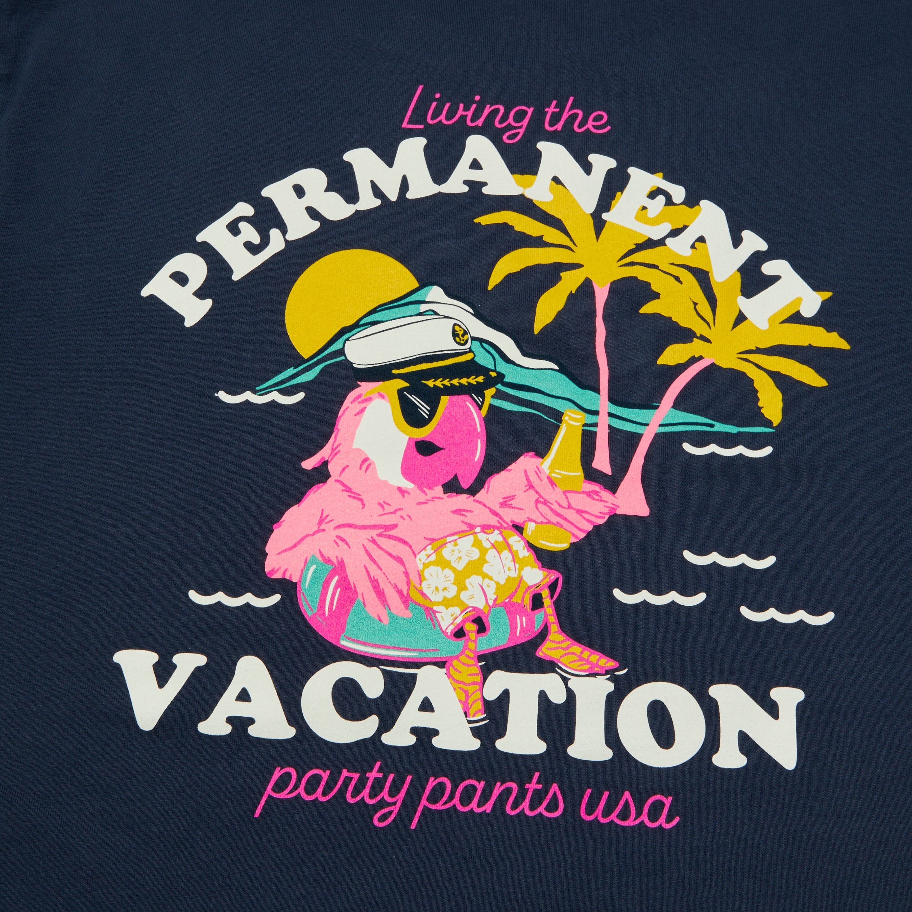 Men's Short Sleeve T- Shirt - Permanent Vacay Navy Blue TEES PARTY PANTS