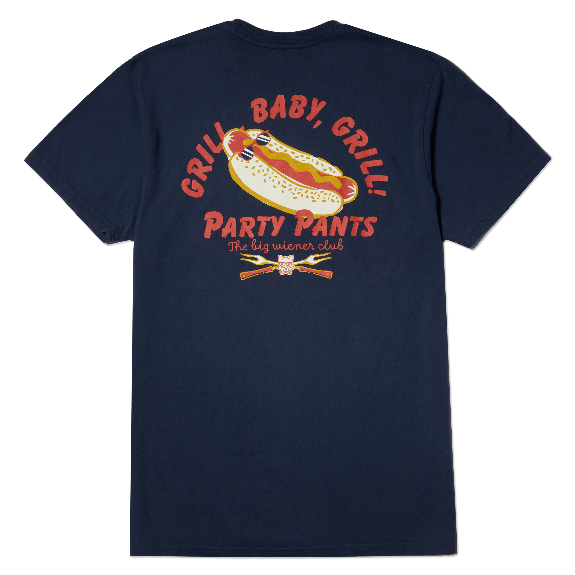 Men's Short Sleeve T- Shirt - Big Weiner Club Navy Blue TEES PARTY PANTS