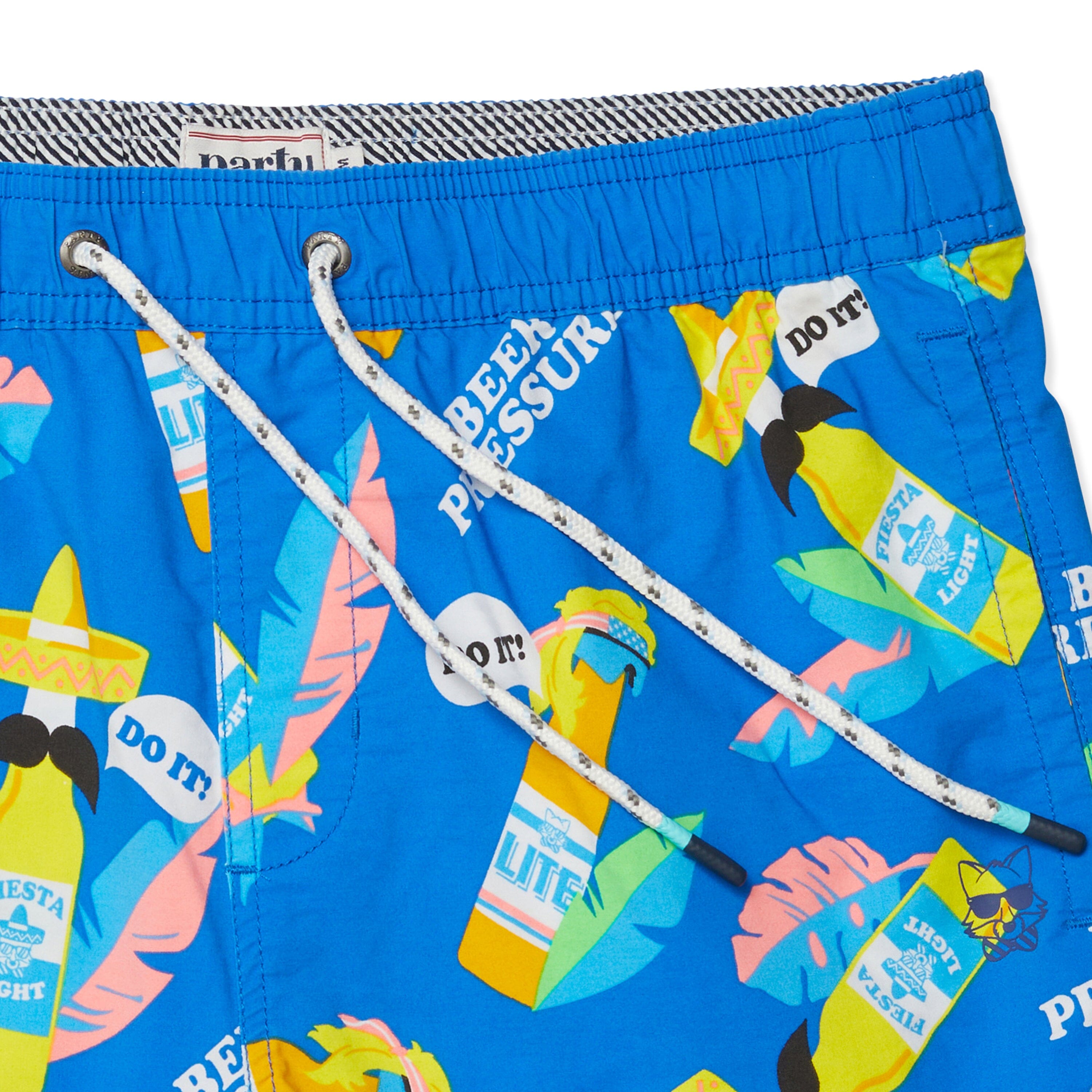 BEER PRESSURE PARTY STARTER SHORT - BLUE PRINTED SHORTS PARTY PANTS 