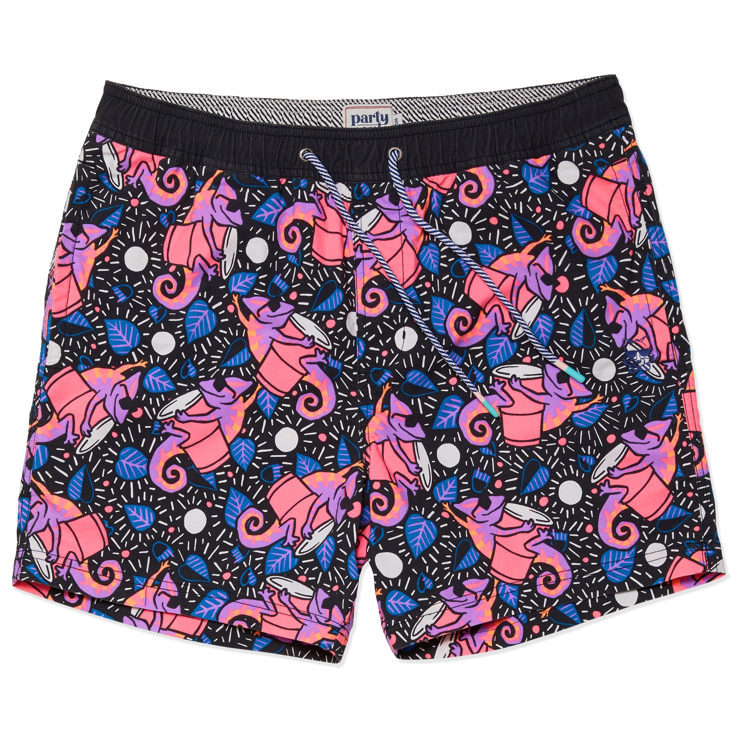 KARMA CHAMELEON PARTY STARTER SHORT - BLACK PRINTED SHORTS PARTY PANTS
