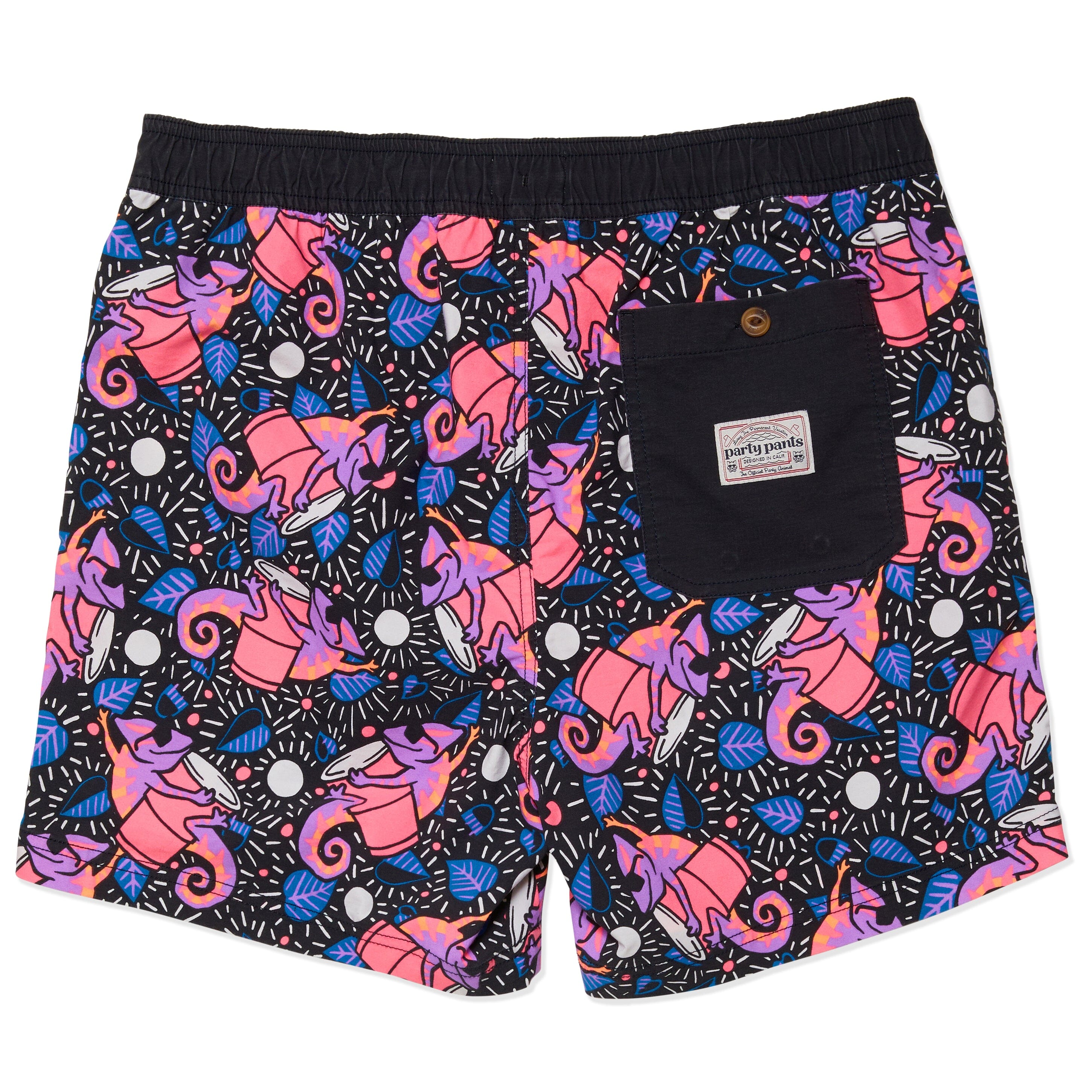 KARMA CHAMELEON PARTY STARTER SHORT - BLACK PRINTED SHORTS PARTY PANTS