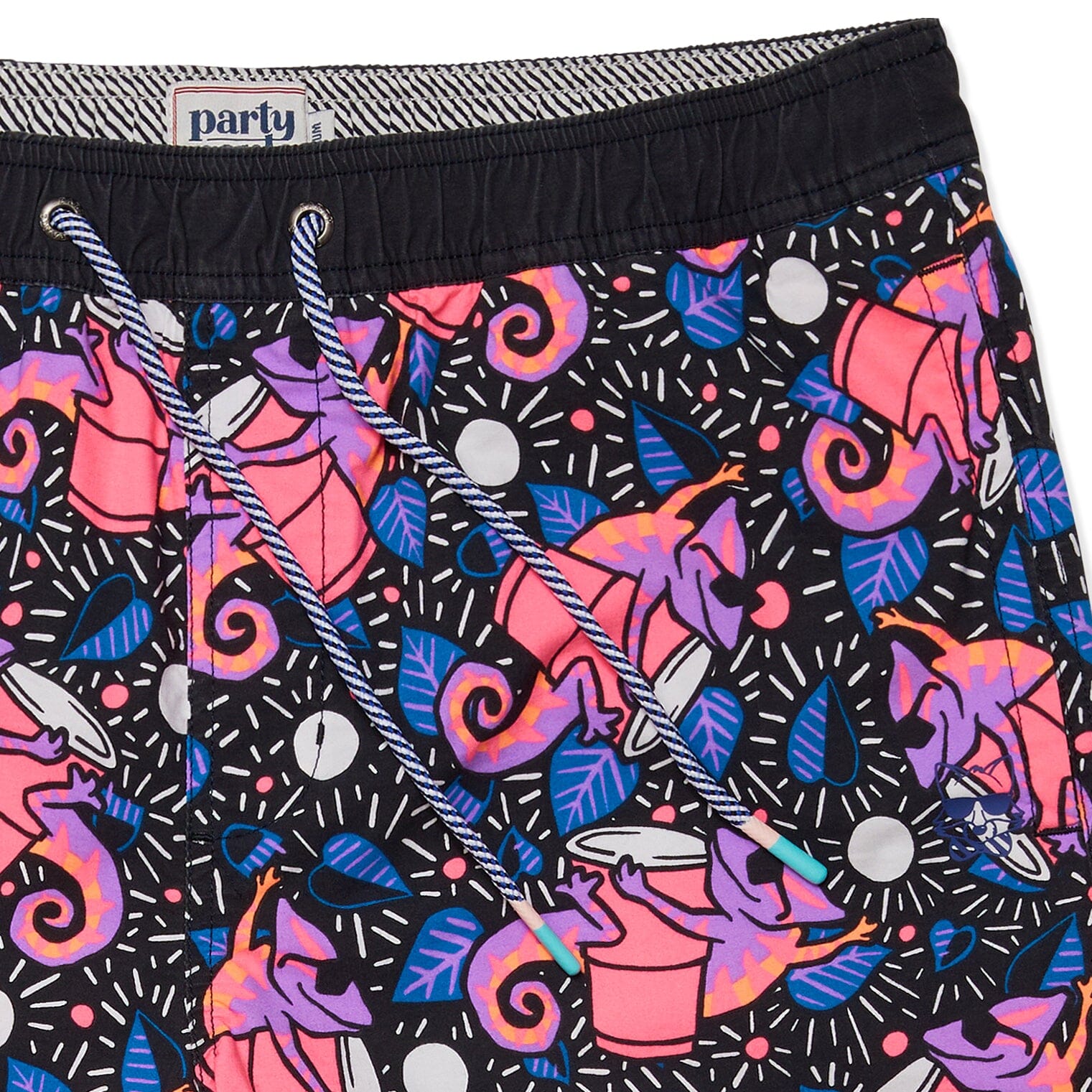 KARMA CHAMELEON PARTY STARTER SHORT - BLACK PRINTED SHORTS PARTY PANTS