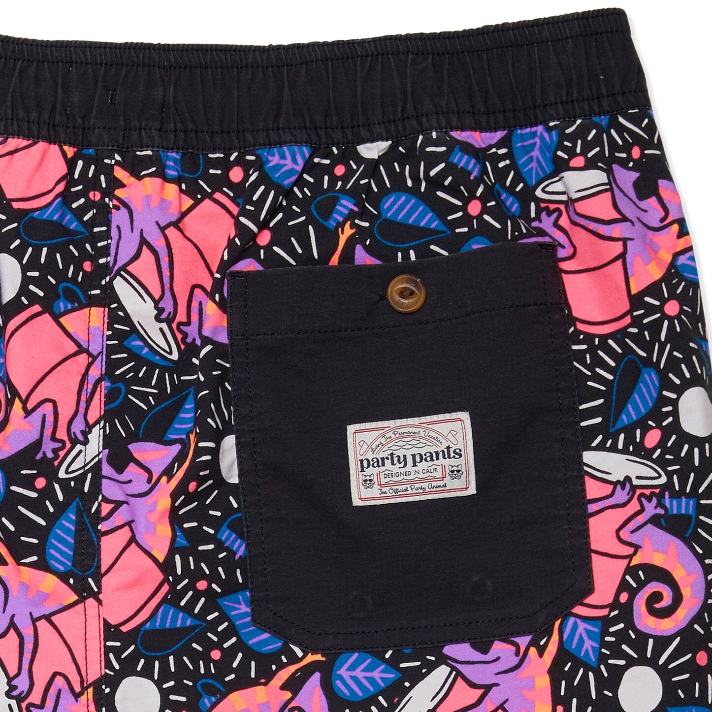KARMA CHAMELEON PARTY STARTER SHORT - BLACK PRINTED SHORTS PARTY PANTS