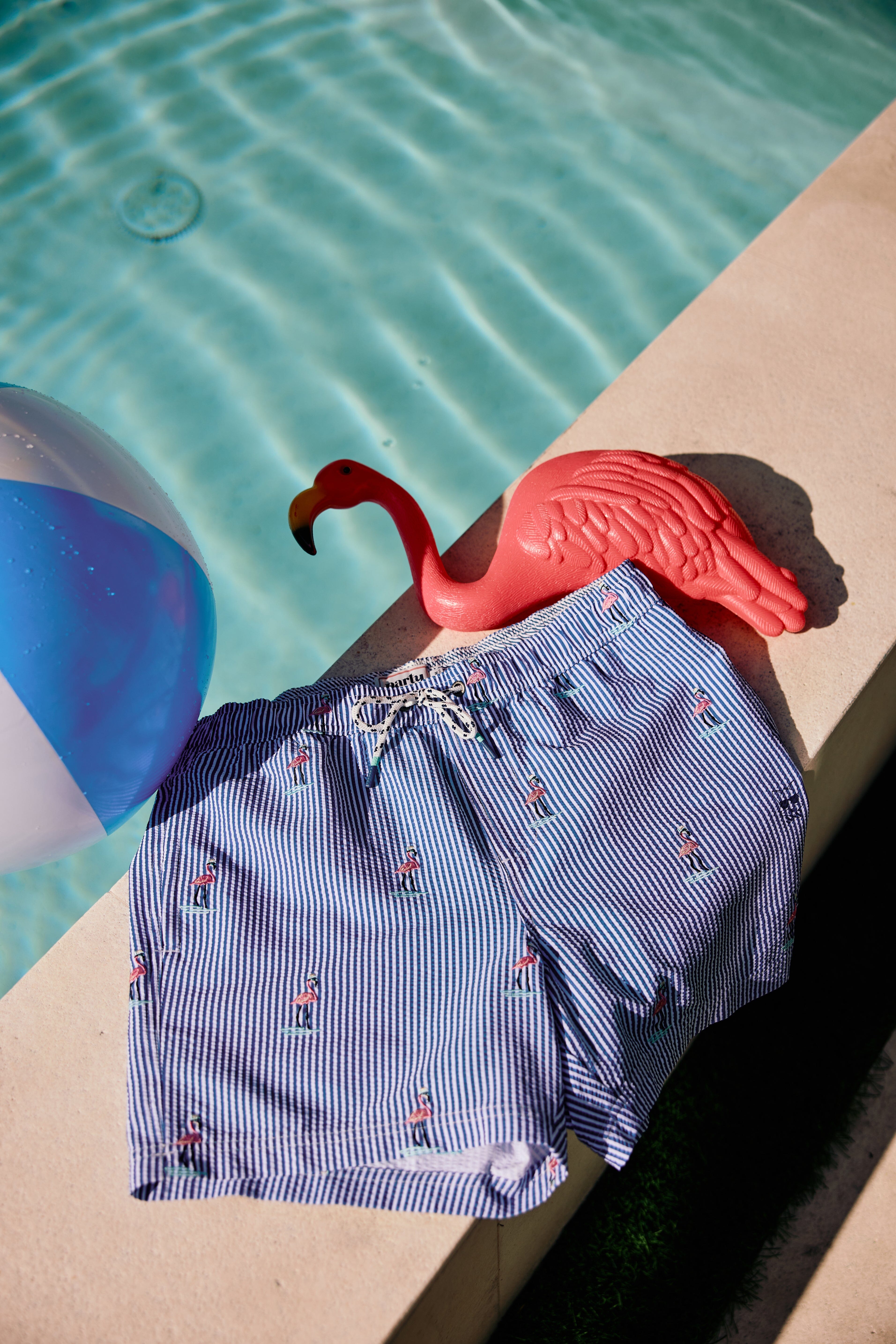 5" Striped Embroidered Mingo Indigo Party Starter Shorts PARTY STARTER SHORT PARTY PANTS 