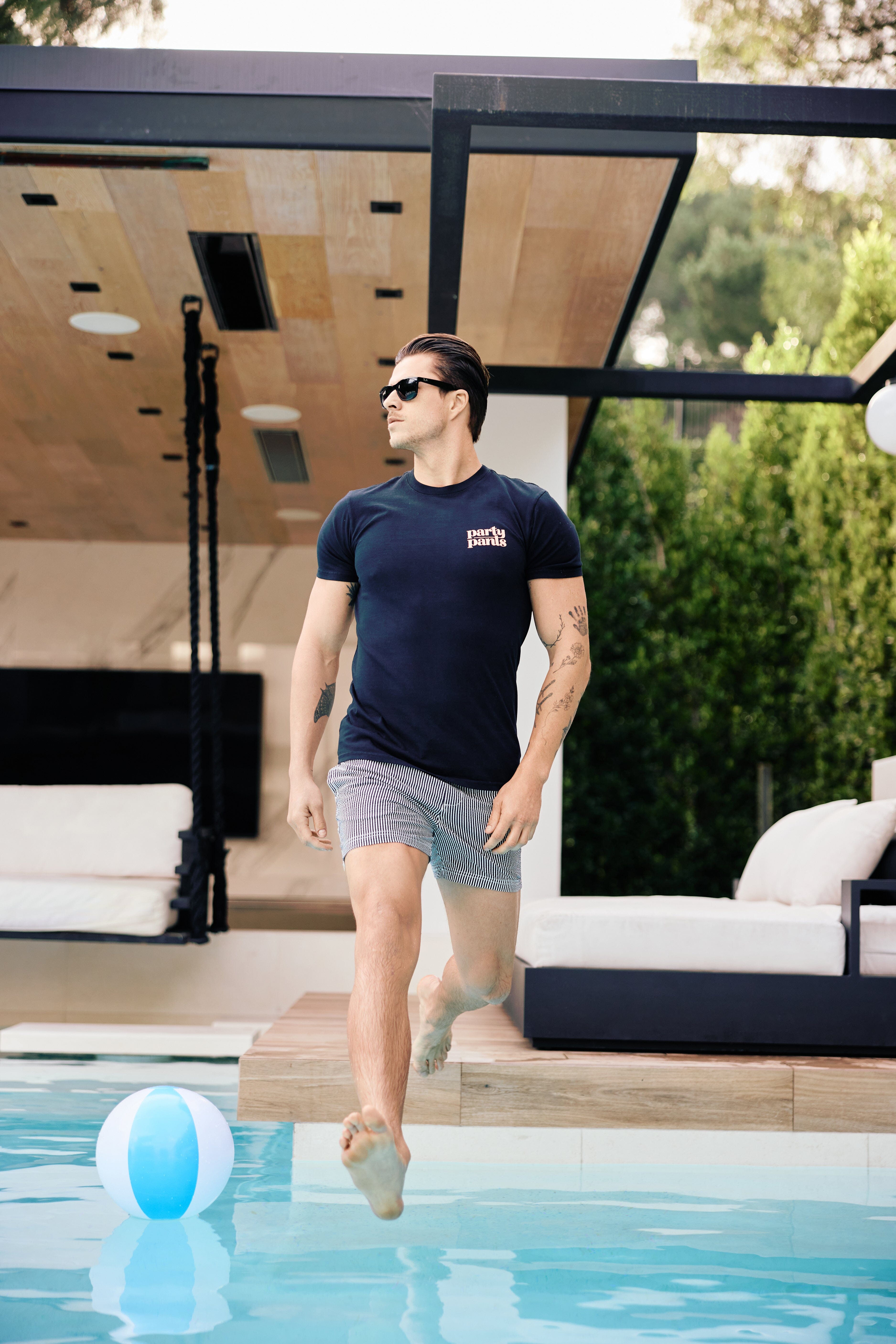 5" Striped Black Party Starter Lined Short PARTY STARTER SHORT PARTY PANTS 