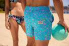 London Palms in Cyan - Men's 5" Happy Hour Swim Trunks Happy Hour Short PARTY PANTS 
