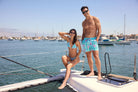 Heat Wave in Teal - Men's 5" Happy Hour Swim Trunks Happy Hour Short PARTY PANTS 