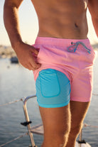 Solid Neon Pink - Men's 7" Happy Hour Swim Trunks HAPPY HOUR SHORT PARTY PANTS 