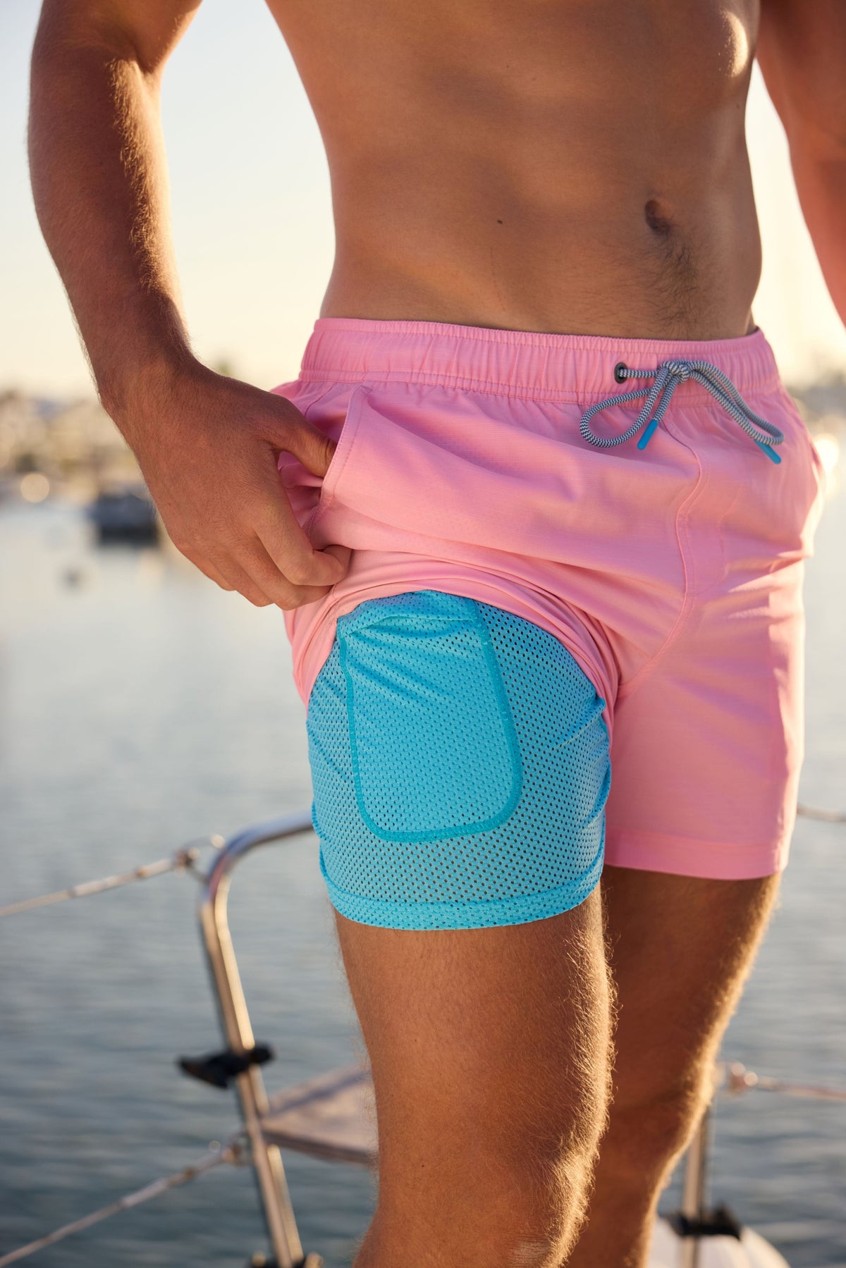 Solid Neon Pink - Men's 7" Happy Hour Swim Trunks HAPPY HOUR SHORT PARTY PANTS 