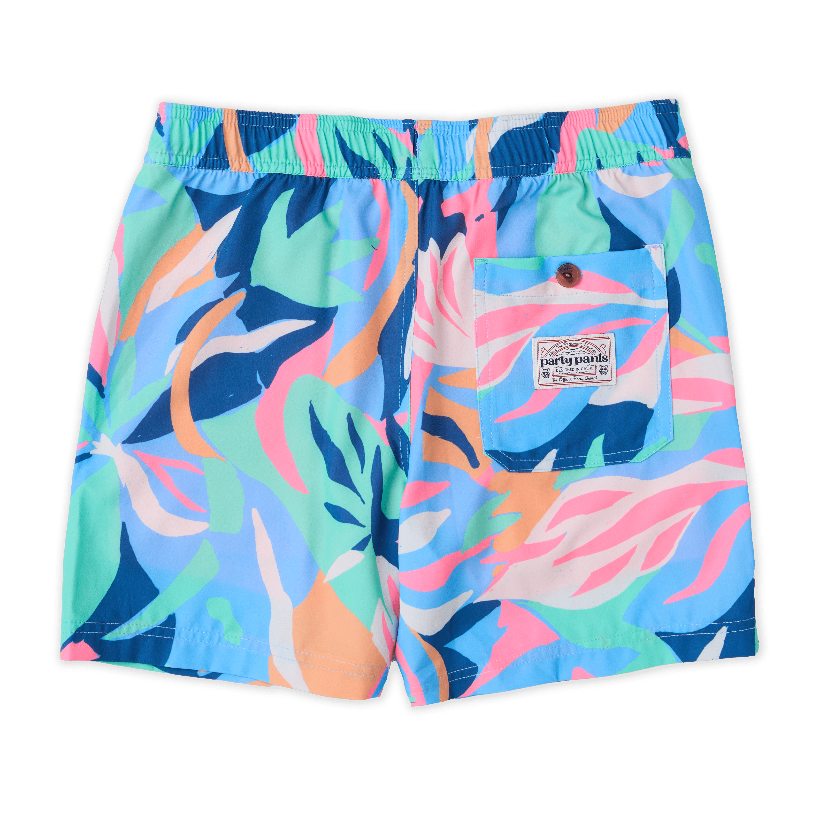 W-T-Floral Light Blue Boys Swim BOYS PARTY SHORT PARTY PANTS 