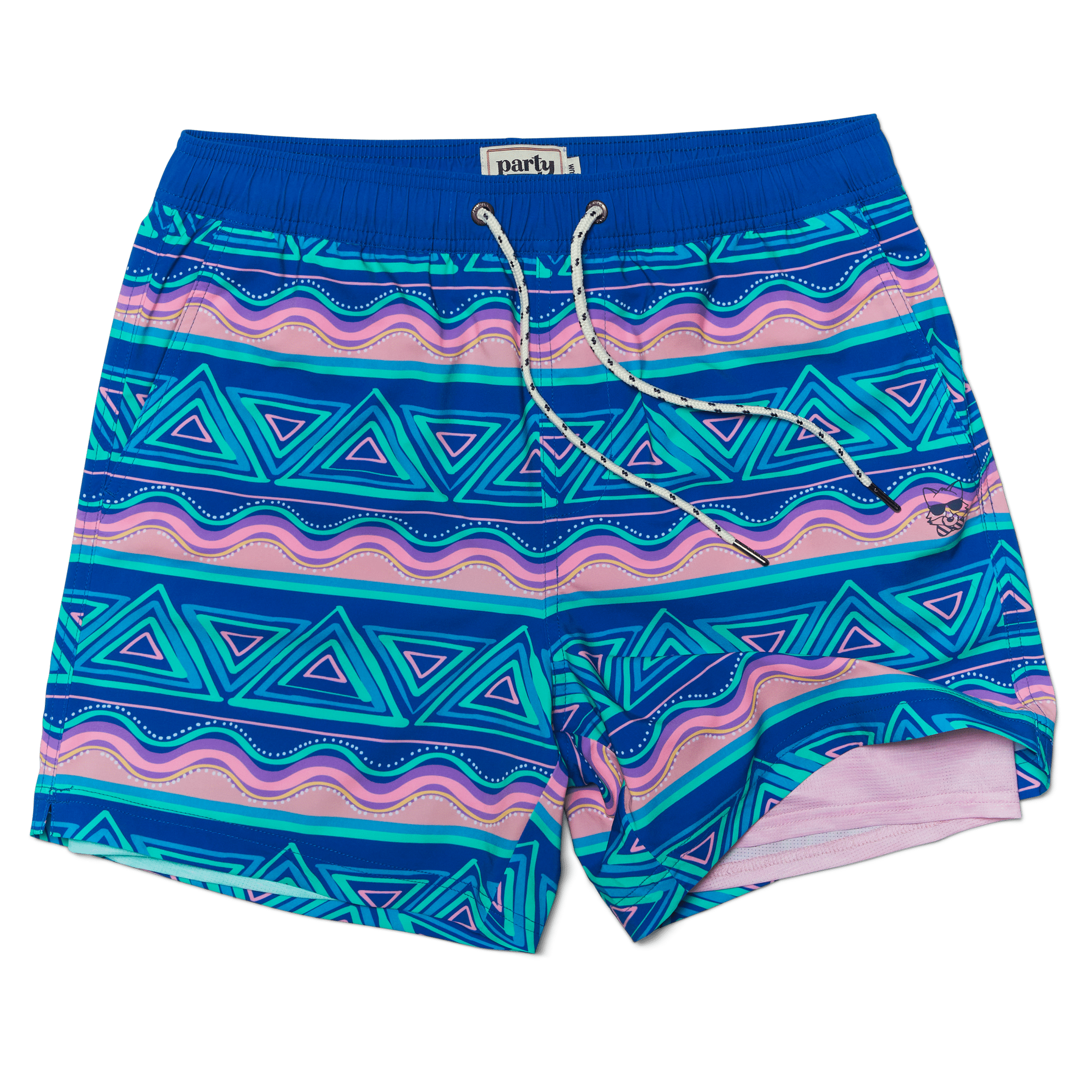 FIESTA STRIPE SPORT LINED SHORT - ARUBA BLUE SPORT SHORTS PARTY PANTS 