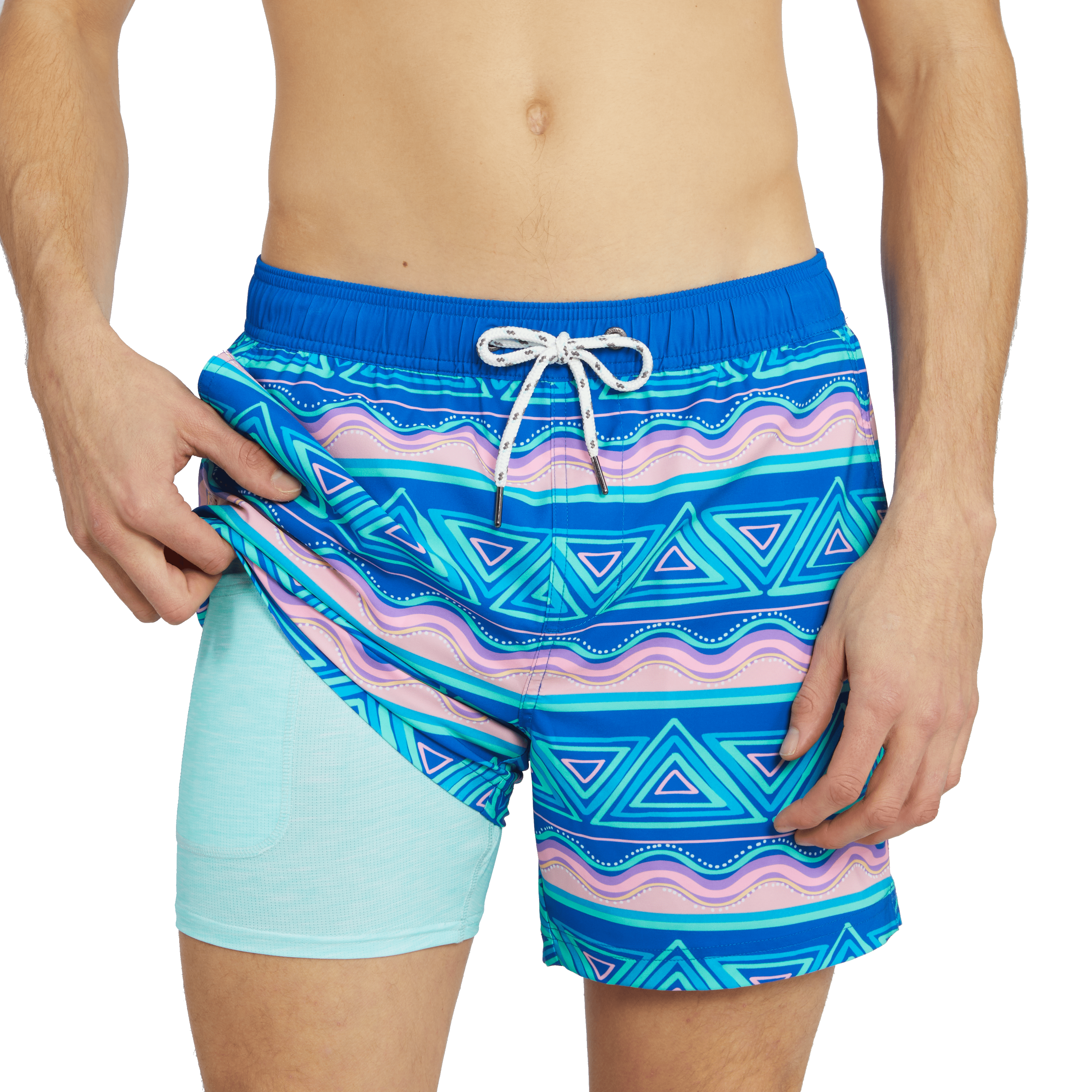 FIESTA STRIPE SPORT LINED SHORT - ARUBA BLUE SPORT SHORTS PARTY PANTS 