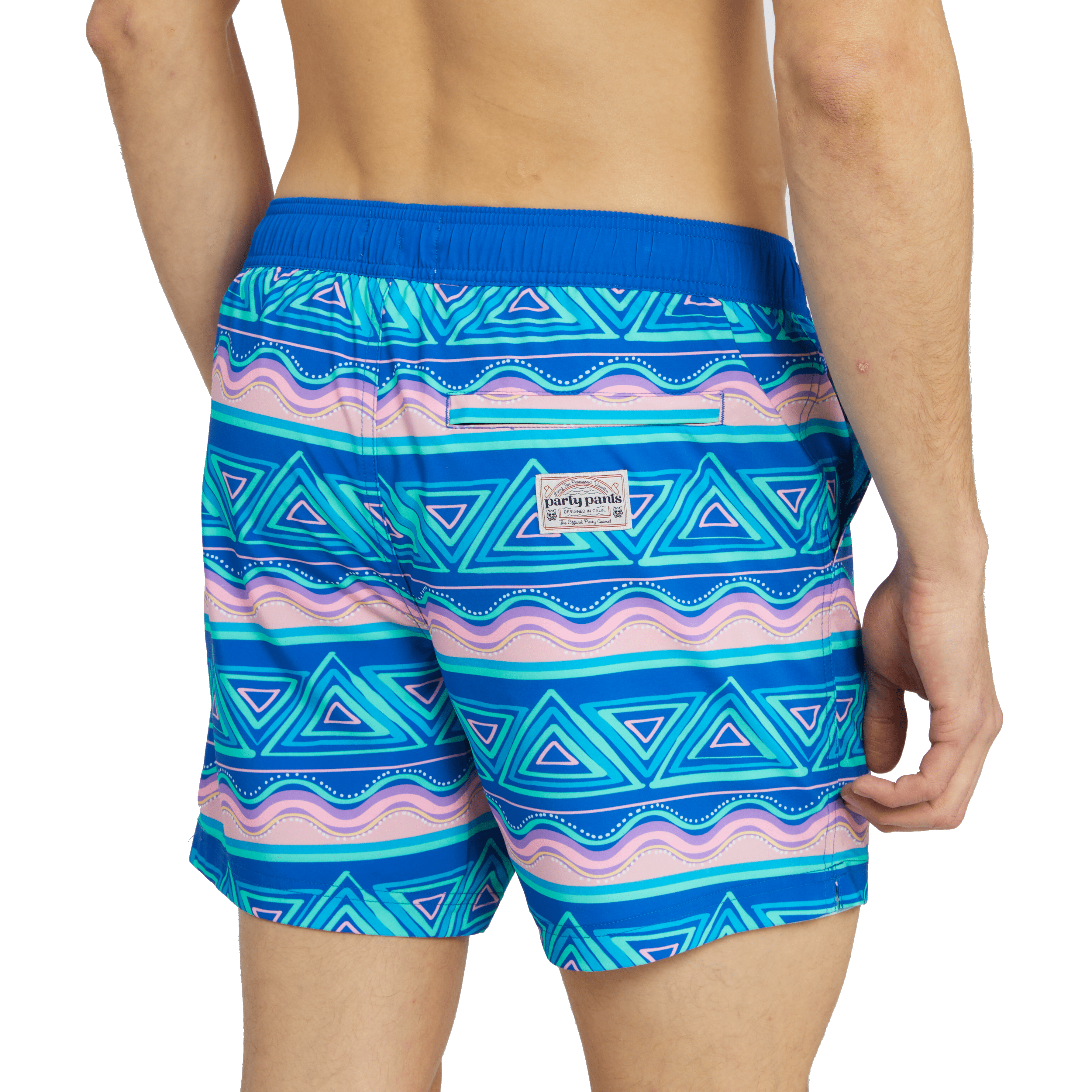 FIESTA STRIPE SPORT LINED SHORT - ARUBA BLUE SPORT SHORTS PARTY PANTS 