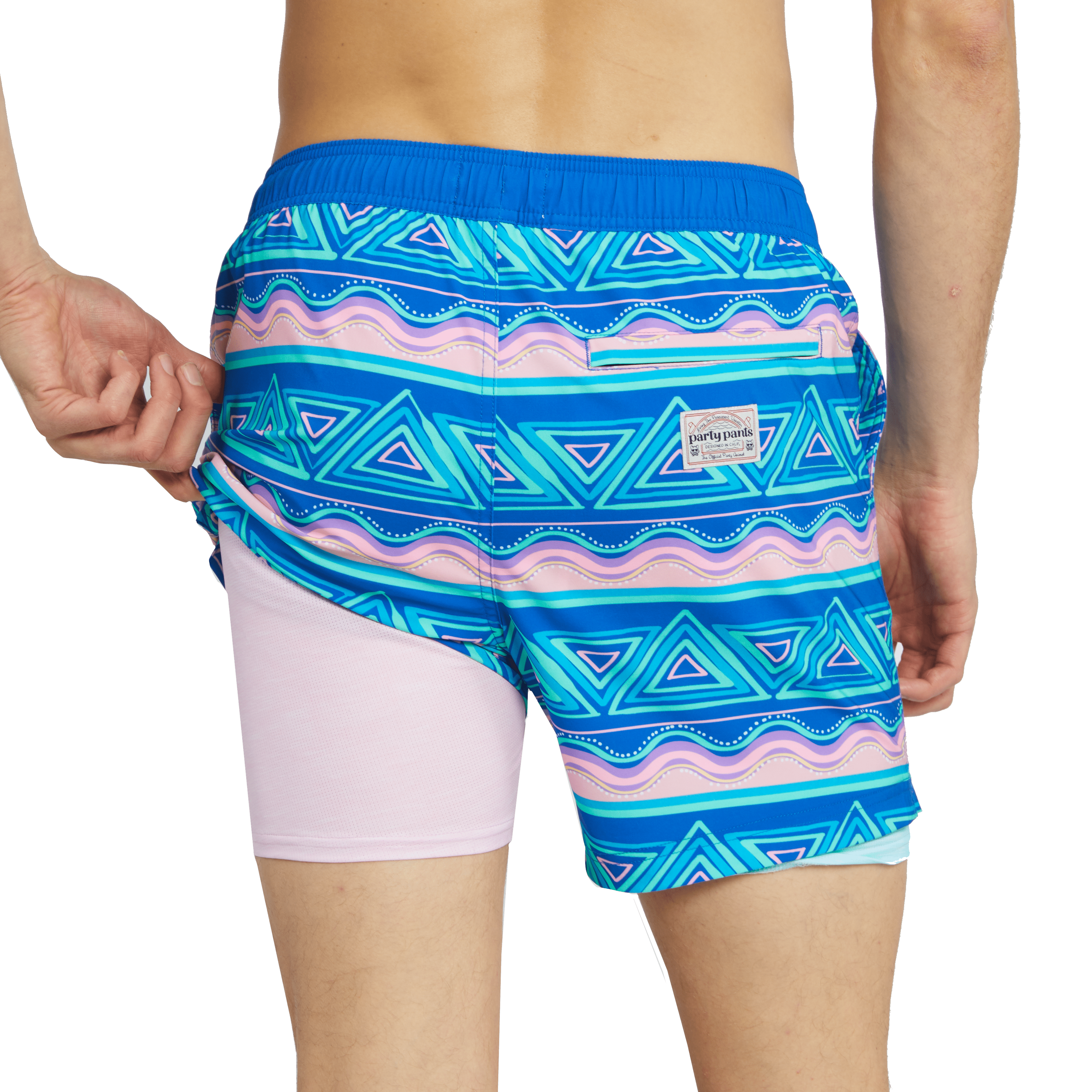 FIESTA STRIPE SPORT LINED SHORT - ARUBA BLUE SPORT SHORTS PARTY PANTS 