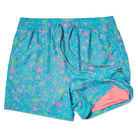 Men's 5 Inch Lined Short - London Palms Cyan| Happy Hour Happy Hour Short PARTY PANTS 