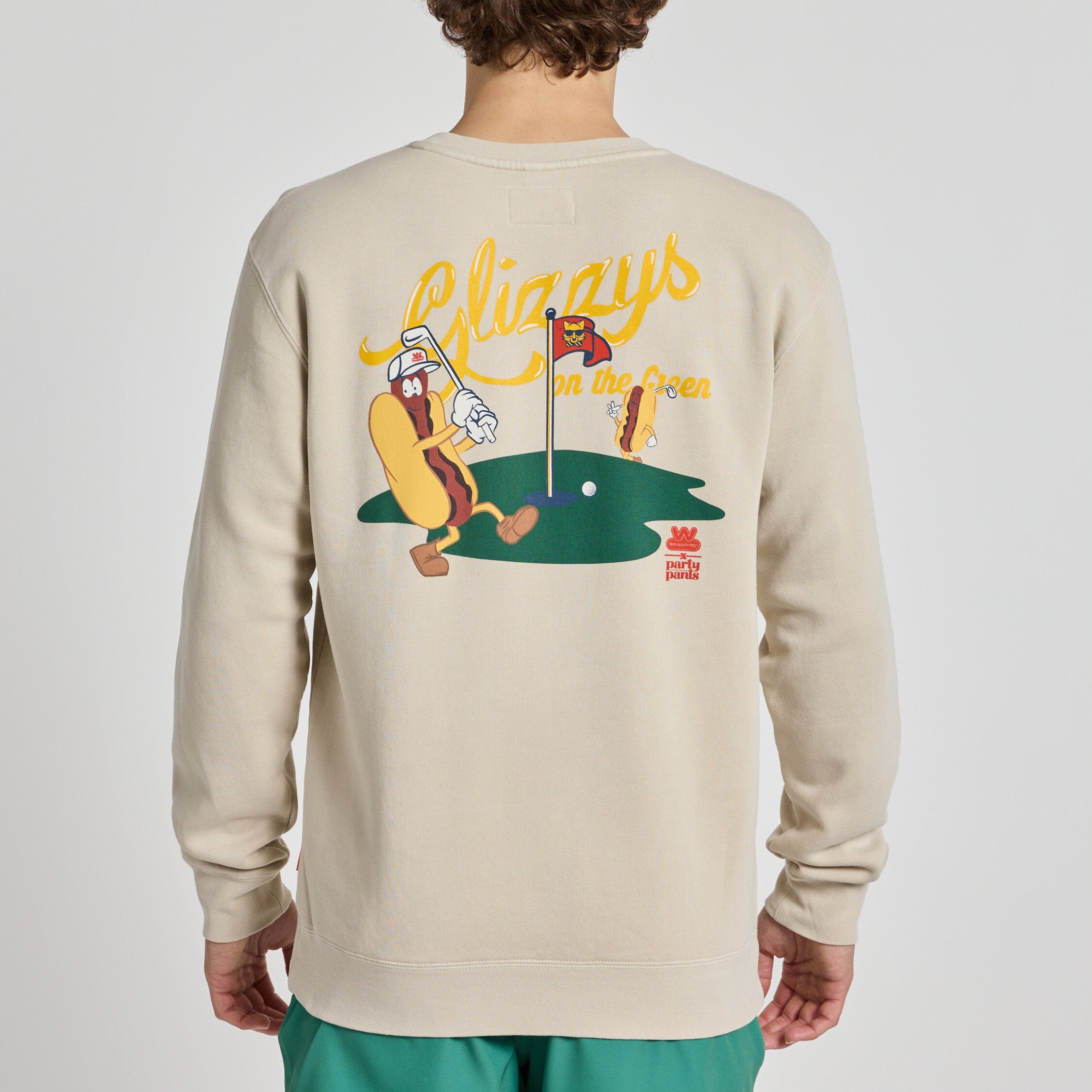 Glizzy On The Green Vintage White Crewneck Sweatshirt Fleece PARTY PANTS 
