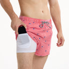 Stars and Stripes Embroidered in Red - Men's 5" Party Starter Shorts Party Starter Short PARTY PANTS 