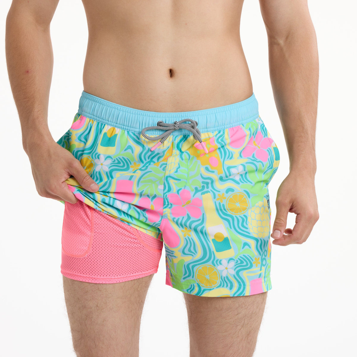 Vacay Vibes in Light Blue - Men's 5" Happy Hour Swim Trunks PARTY PANTS PARTY PANTS 