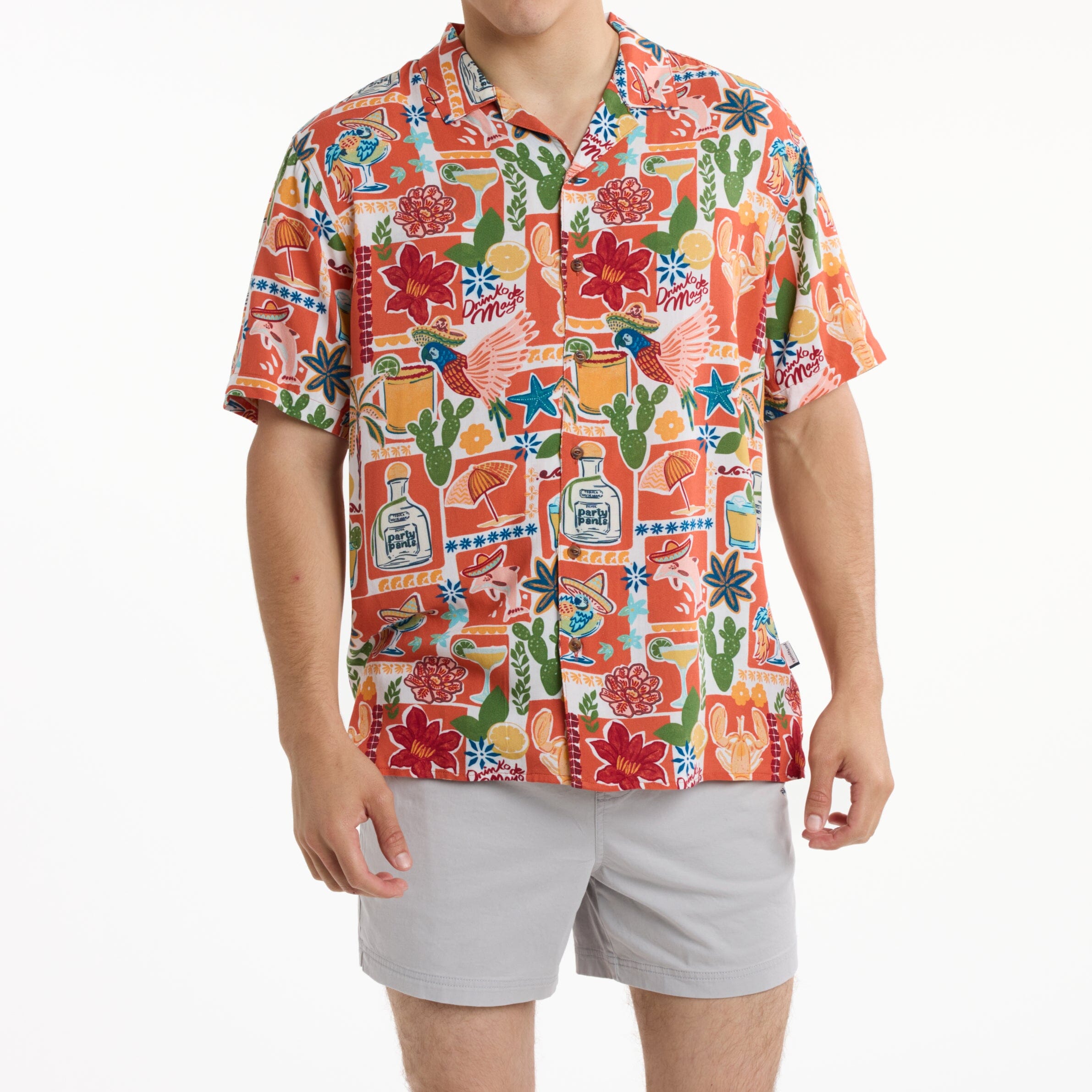 Men's Woven Shirt - Drinko De Mayo Red | Happy Hour Happy Hour Shirt PARTY PANTS 