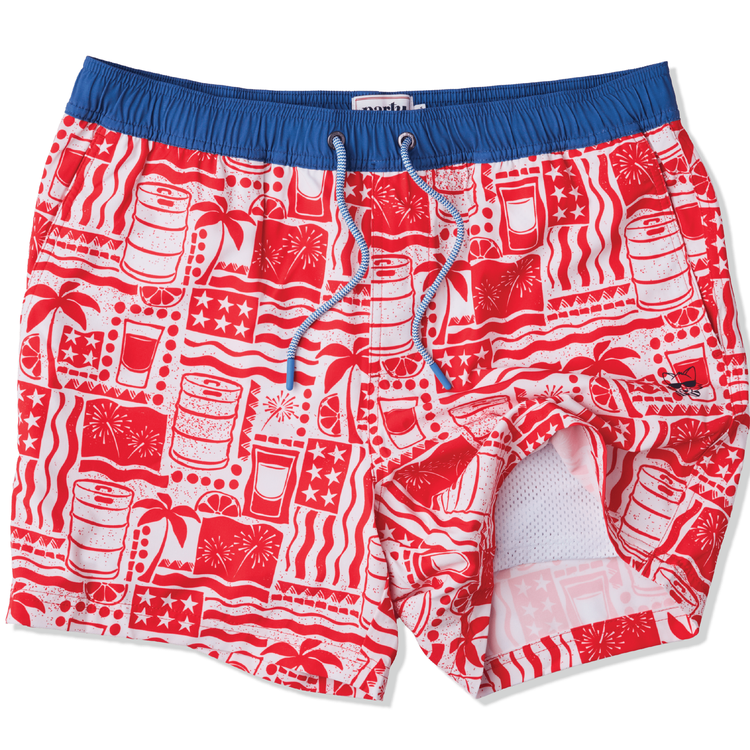 Pourth of July in Cream - Men's 5" Happy Hour Swim Trunks Happy Hour Short PARTY PANTS 